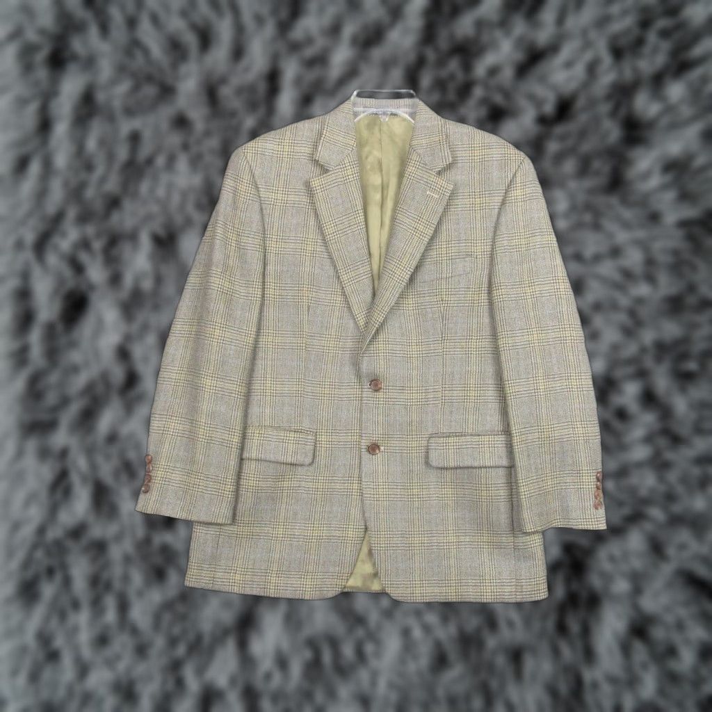 Lauren Ralph Lauren Blazer Mens 40R Brown Plaid Tweed Wool Sport Coat Jacket