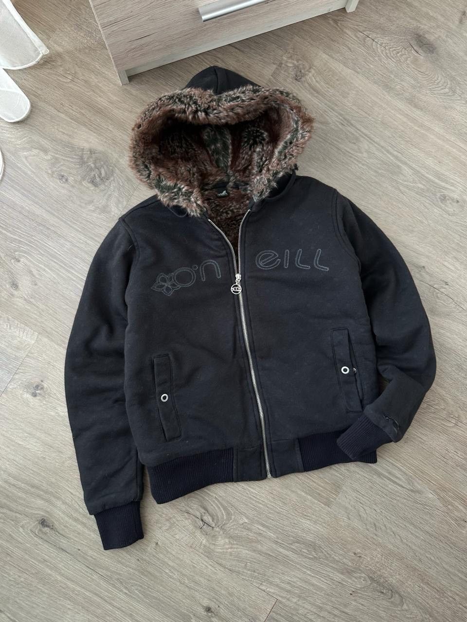 If Six Was Nine × Japanese Brand × Vintage Vintage If Six Nine Style Faux Fur O'Neill Black Hoodie Size M / US 6-8 / IT 42-44 - 3 Thumbnail