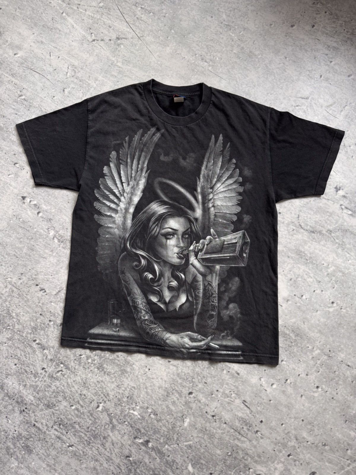 Band Tees × Vintage 🙇‍♀️Big logo tee GIRL ANGEL DRINK black shirt L Size US L / EU 52-54 / 3 - 1 Thumbnail