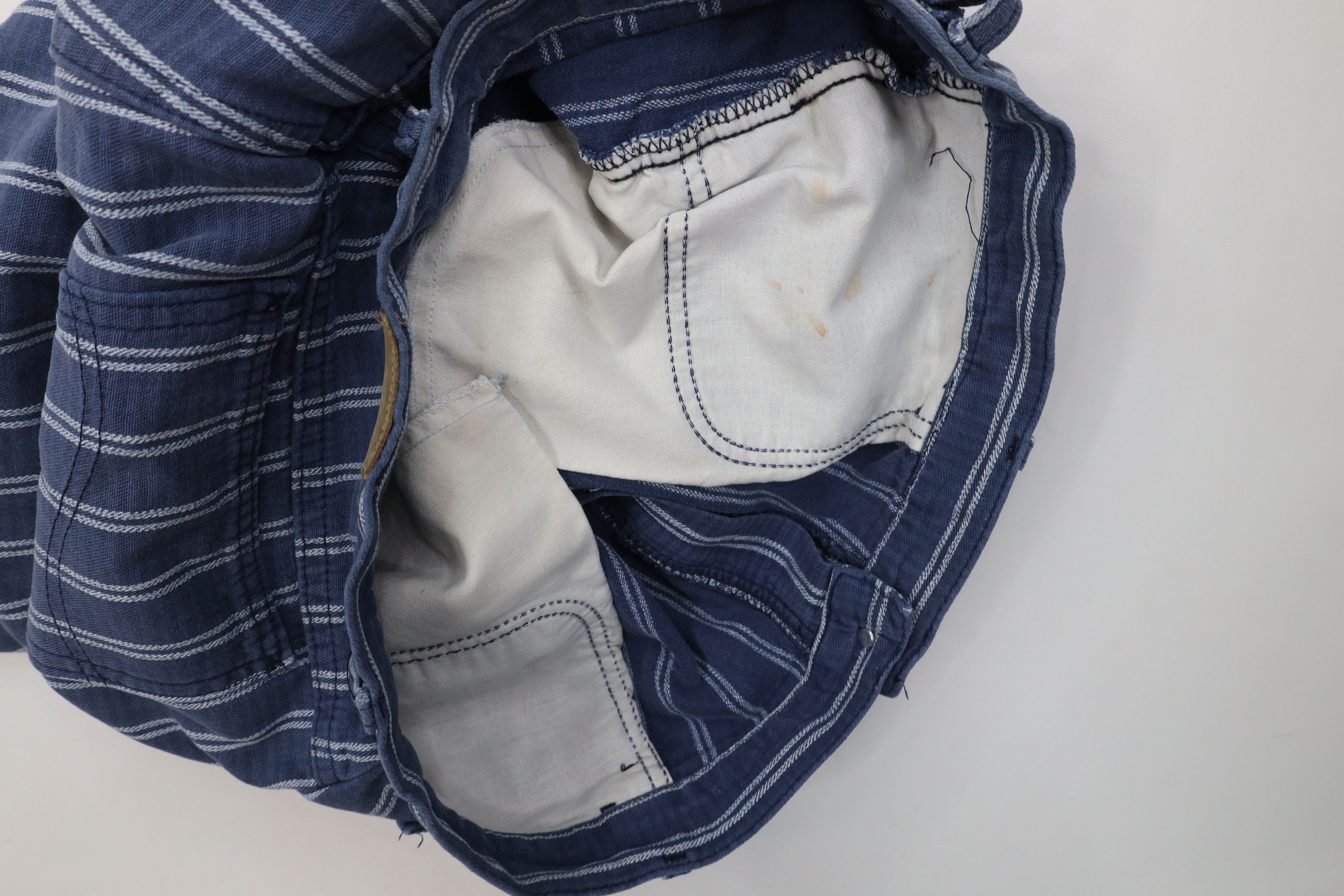 Lee Vintage 90s Lee Striped Above Knee Denim Jean Shorts Blue Size US 34 / EU 50 - 9 Thumbnail