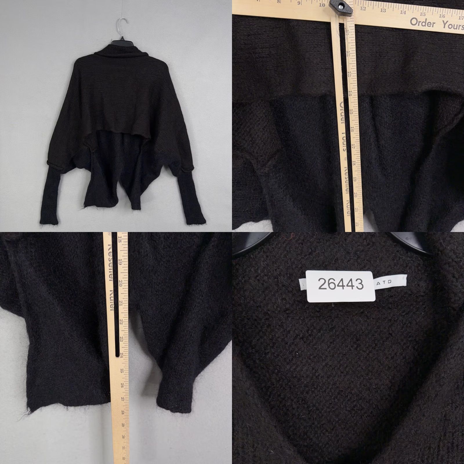 Isabel Benenato Isabel Benenato Sweater Womens 40 Black Dolman V-Neck Wool Alpaca Mohair Knit Made in Italy Size S / US 4 / IT 40 - 8 Thumbnail