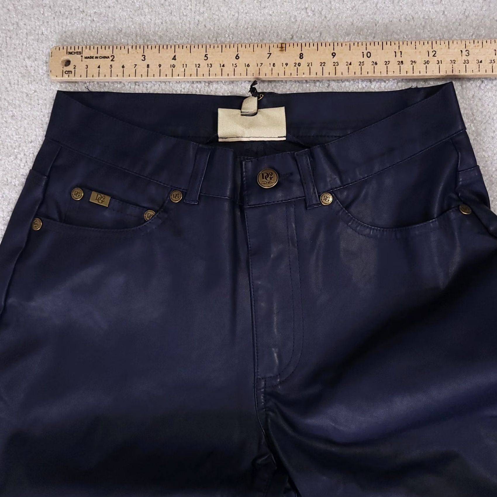 Vintage DG2 By Diane Gillman Pants Faux Leather Polyurethane Stretch Women's 2P Blue Pants Skinny Regular 2P Blue Womens Size 26" / US 2 / IT 38 - 4 Thumbnail