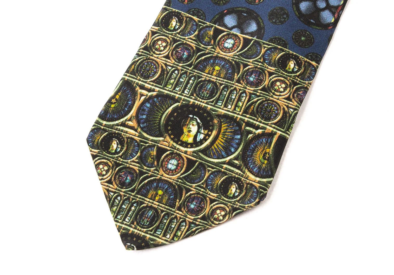 Jean Paul Gaultier Circle Print Silk Tie in Blue and Red Size ONE SIZE - 3 Thumbnail