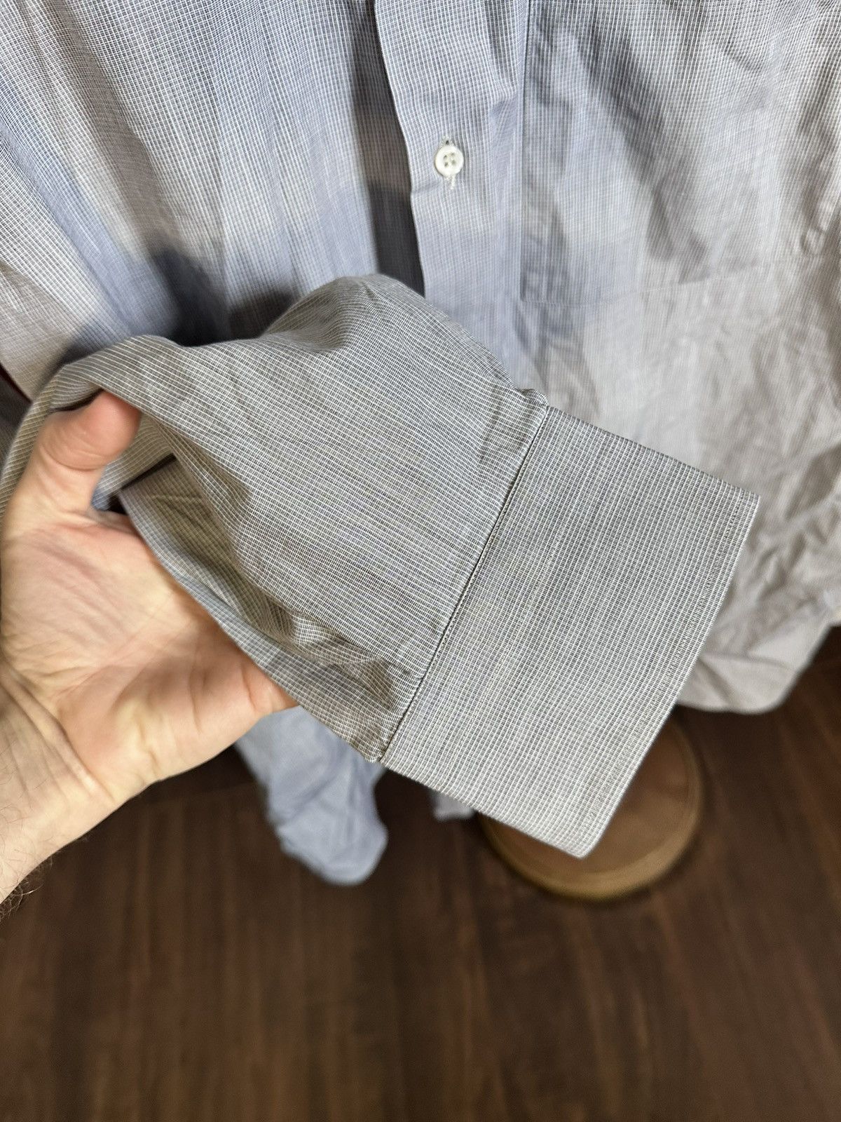 Other LORENZINI exclusive blue/gray micro check shirt Italy Size US L / EU 52-54 / 3 - 7 Thumbnail