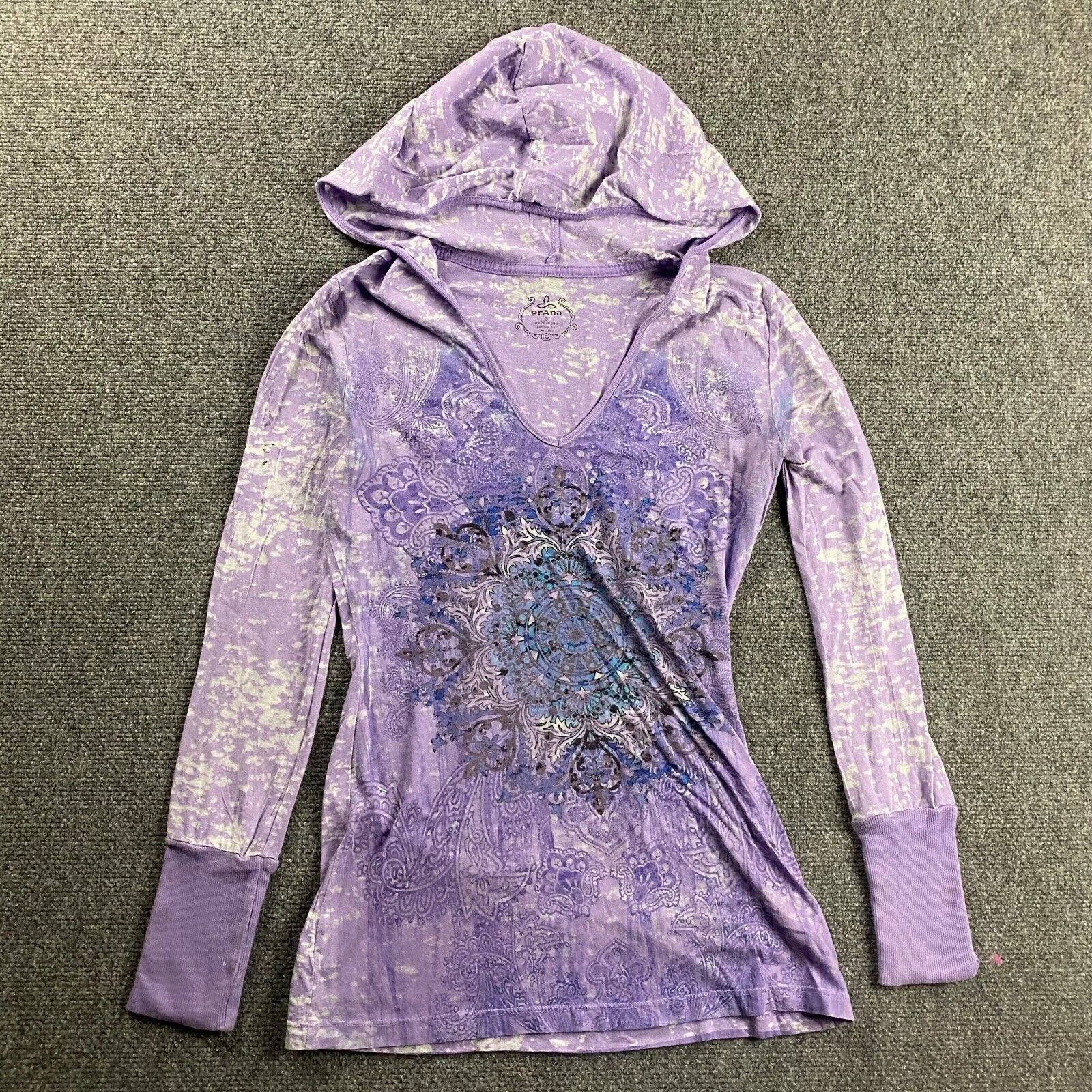Prana Vintage PrAna Top Women's Small Purple Paisley Floral Hooded Size S / US 4 / IT 40 - 1 Thumbnail