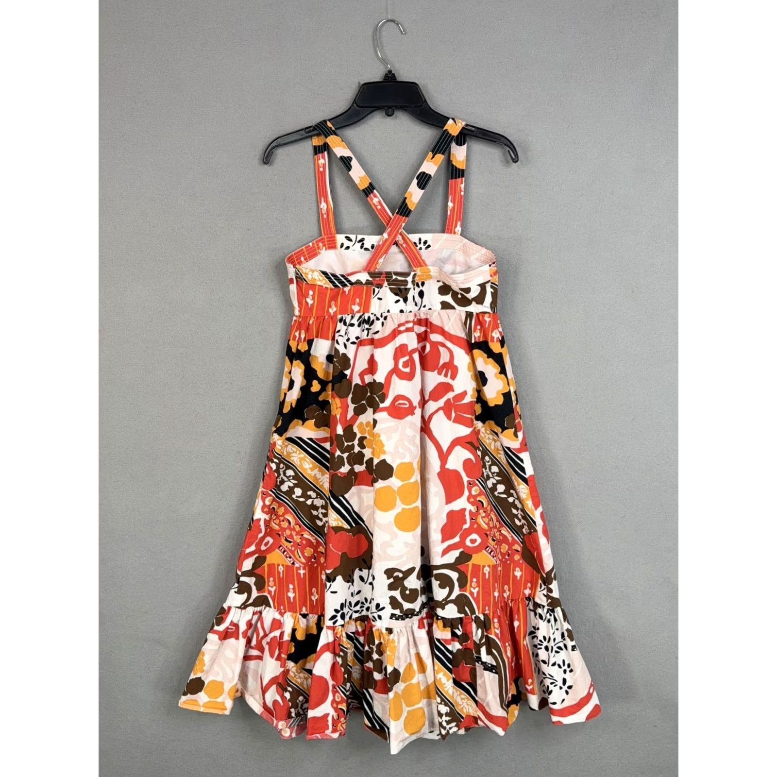 J.Crew J.CREW Dress Womens 6 Multicolor Floral Strappy Sundress Ruffle Hem Boho Cotton Dress Size M / US 6-8 / IT 42-44 - 6 Thumbnail