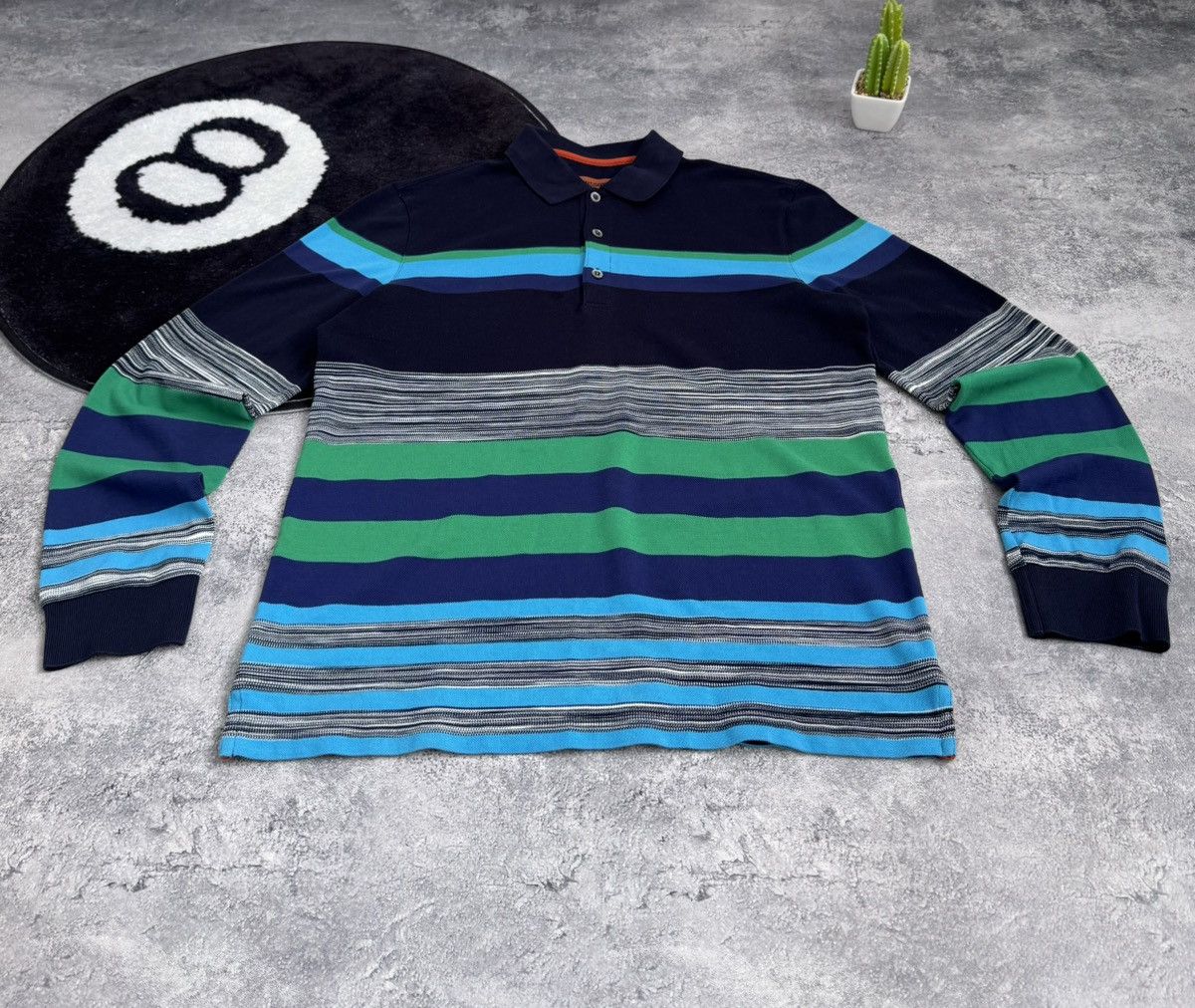 Missoni Missoni Italy Luxury Striped Long Sleeve Navy/ Green/Blue Size US S / EU 44-46 / 1 - 4 Thumbnail