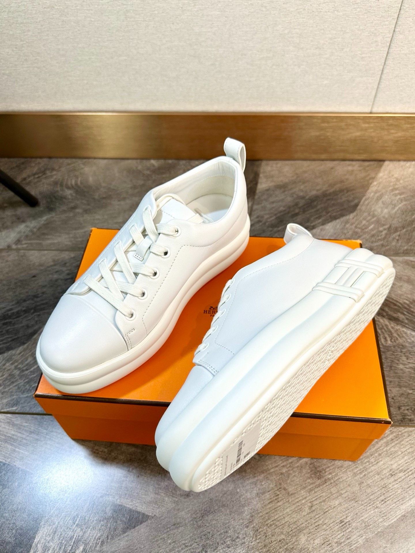 Hermes Hermes Happy Round-Toe White Sneakers Size US 6 / IT 36 - 1 Thumbnail