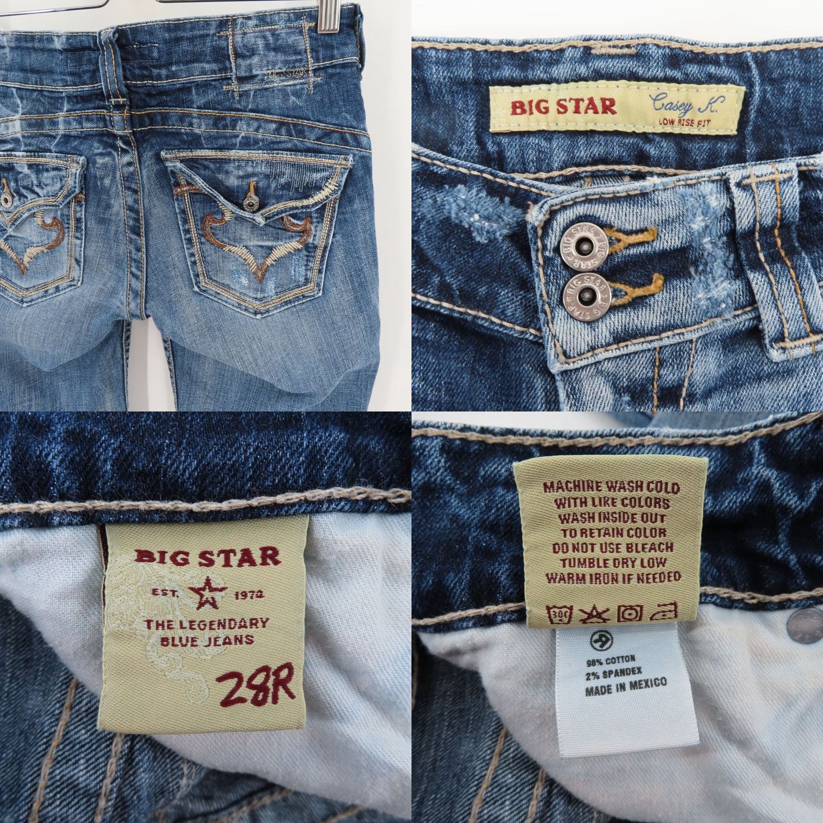 Denime Big Star Casey K Low Rise Distressed Stonewash Denim Blue Jeans Pants Women 28 Regular 5-Pocket Design Bootscut Size 28" / US 6 / IT 42 - 8 Thumbnail