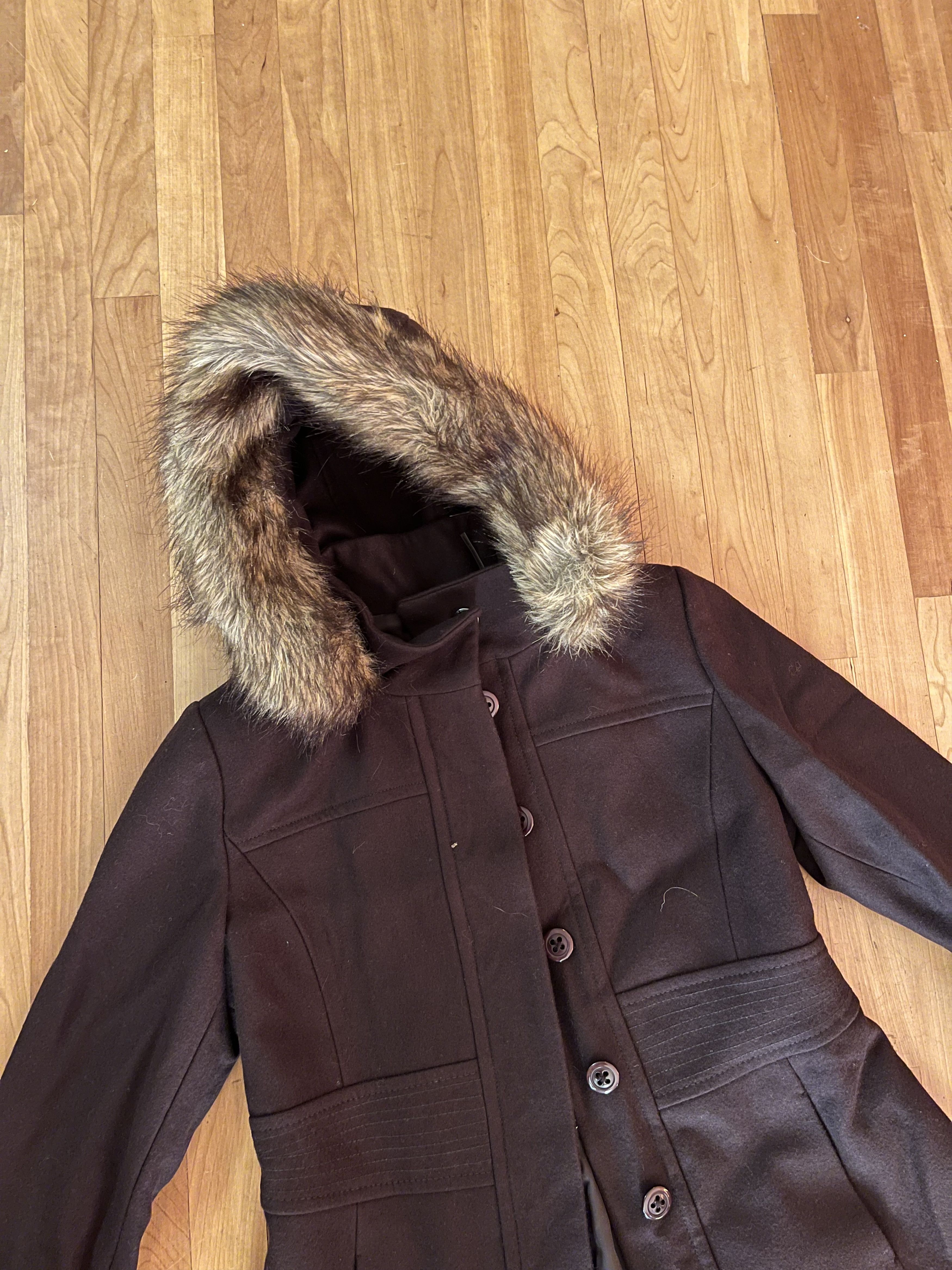Esprit Wool Blend Hooded Coat Size L / US 10 / IT 46 - 2 Thumbnail