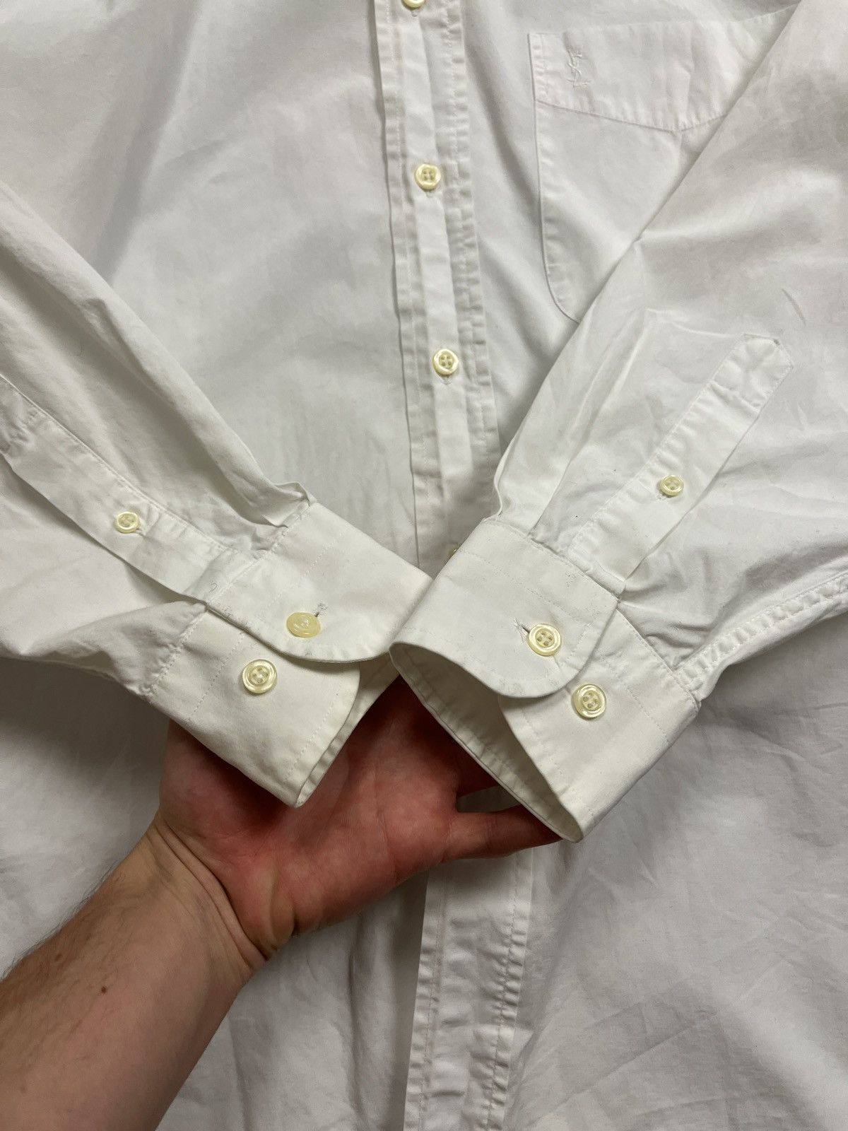 Vintage × Yves Saint Laurent Vintage 90s Yves Saint Laurent Pocket Logo Button Up Shirt Size US L / EU 52-54 / 3 - 10 Thumbnail