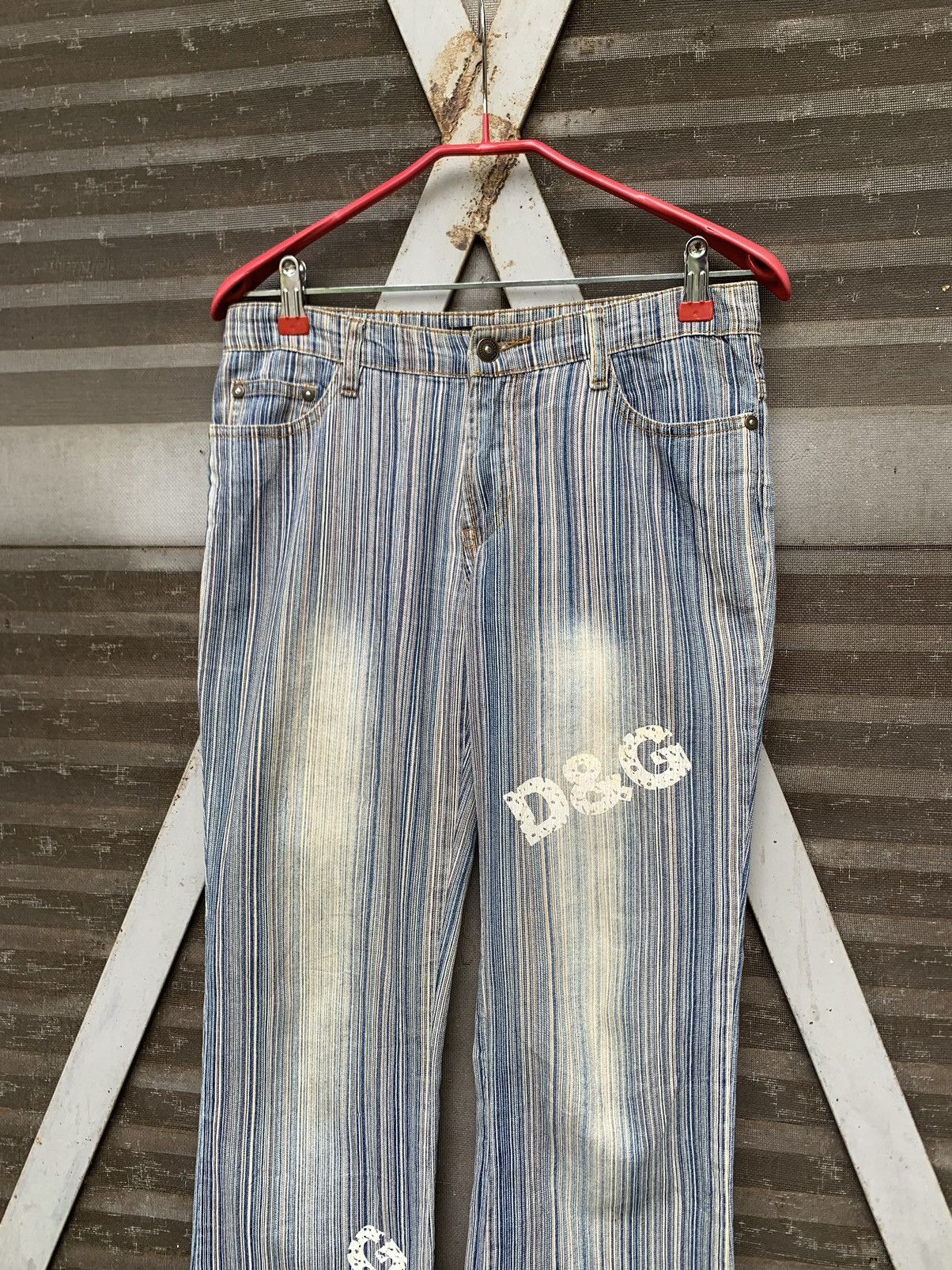 Dolce & Gabbana 👹Vintage DOLCE & GABBANA STRIPED FLAIR JEANS MADE IN ITALY Size US 30 / EU 46 - 10 Thumbnail