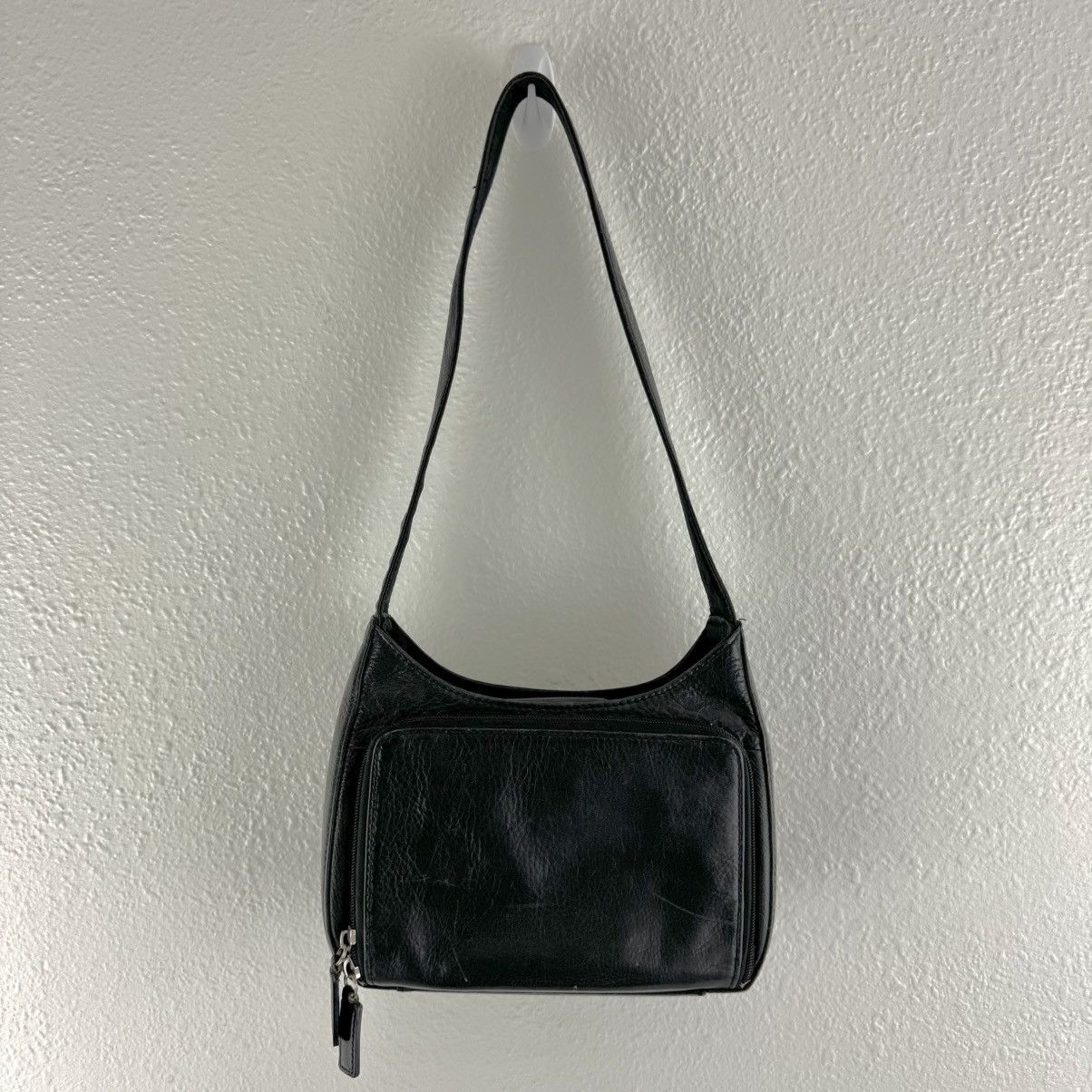 Fossil FOSSIL Vintage 90s Y2K Black Leather Edgy Shoulder Bag Purse Size ONE SIZE - 7 Thumbnail