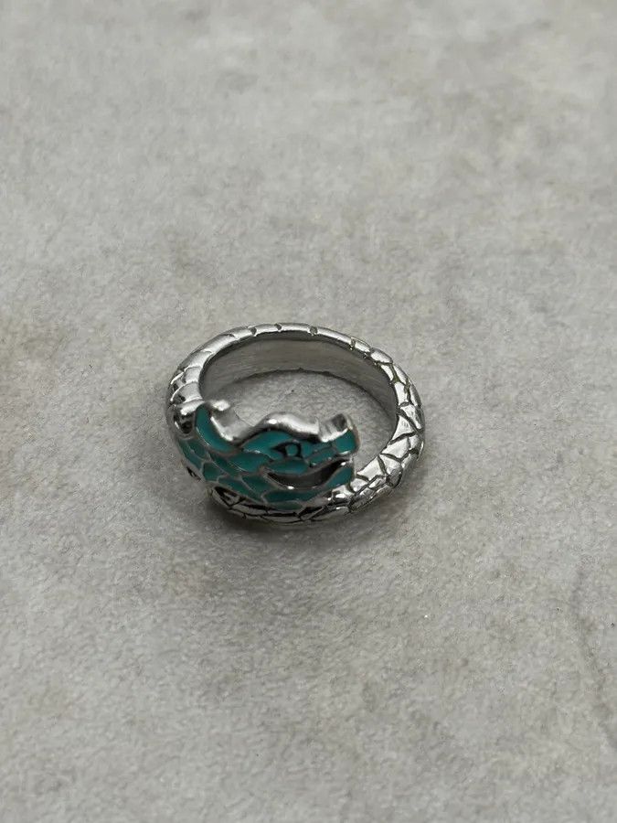 Vintage 2000s Cavalli Blue Asian Dragon Metal Ring Size ONE SIZE - 1 Thumbnail