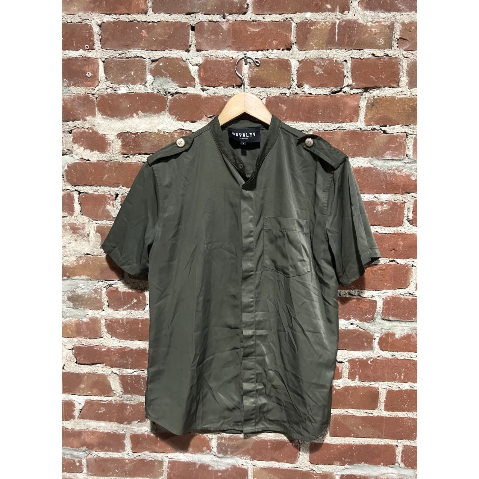 Vintage ROYALTY By Maluma Shirt Button-Up Mens Small Green Size 36R - 2 Thumbnail