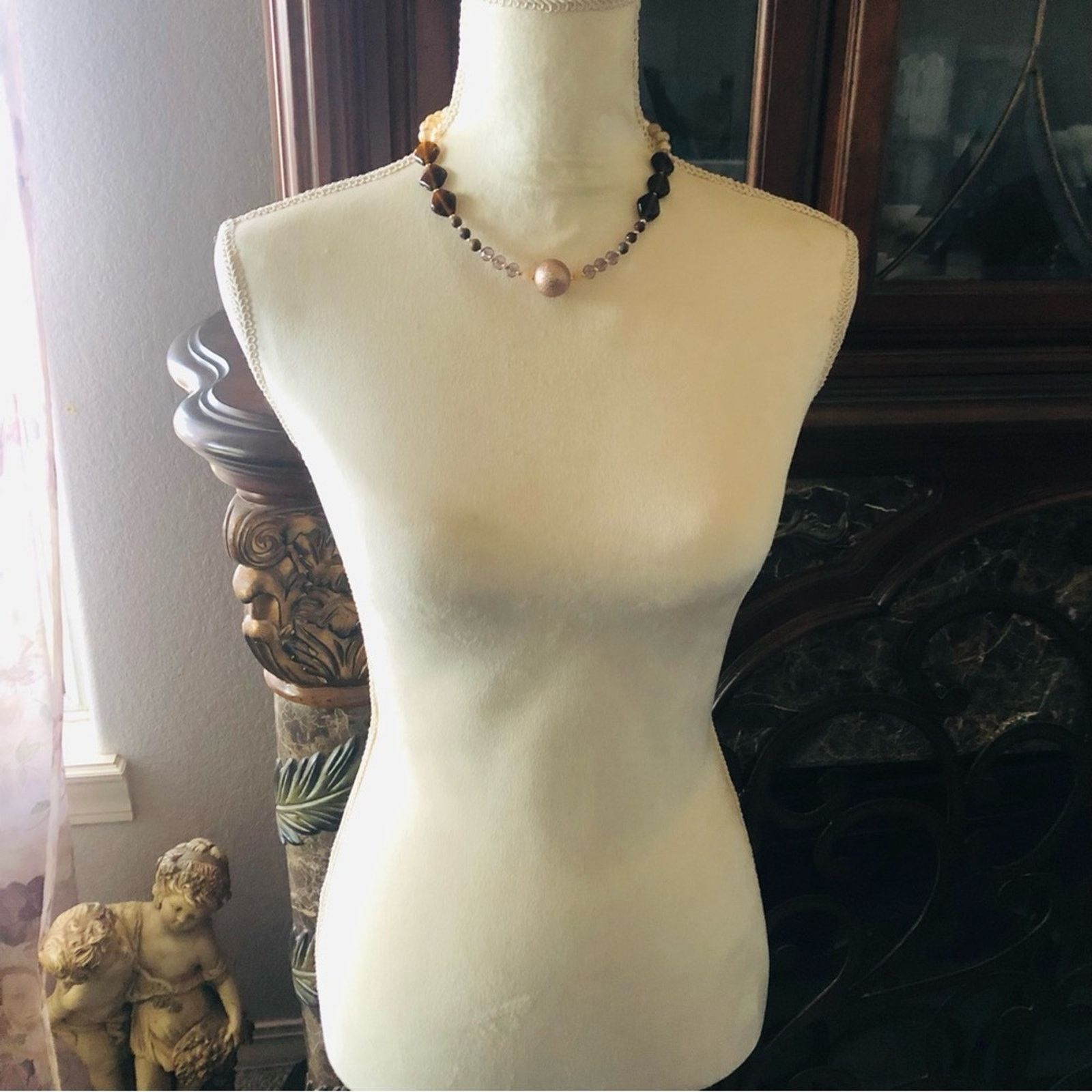 Handmade Handcrafted recycled vintage genuine stone necklace Size ONE SIZE - 5 Thumbnail