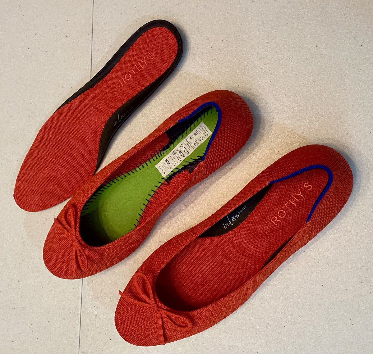Rothy's Rothy’s The Ballet Bow Flat Glamour Red In Love Insole 9 NEW Size US 9 / IT 39 - 14 Thumbnail