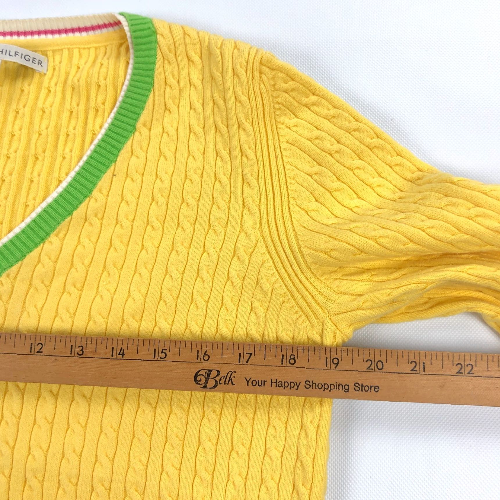 Tommy Hilfiger Tommy Hilfiger Sweater Womens Large Cable Knit Yellow Tennis Preppy Y2K Vintage No Size L / US 10 / IT 46 - 6 Thumbnail