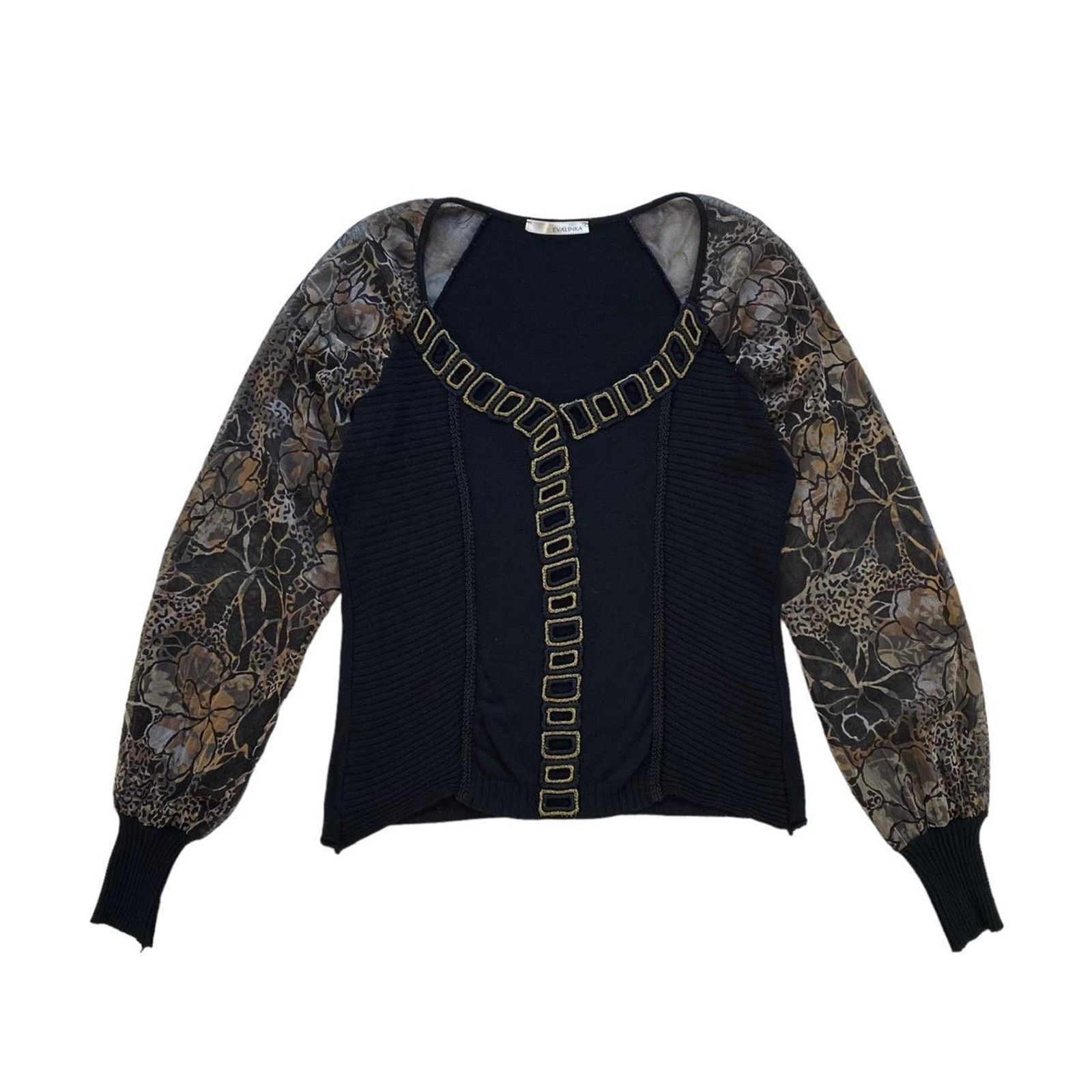 Designer × Other Evalinka Floral Animal Print Mesh Sweater Top UK Size 10/12 Size M / US 6-8 / IT 42-44 - 1 Thumbnail