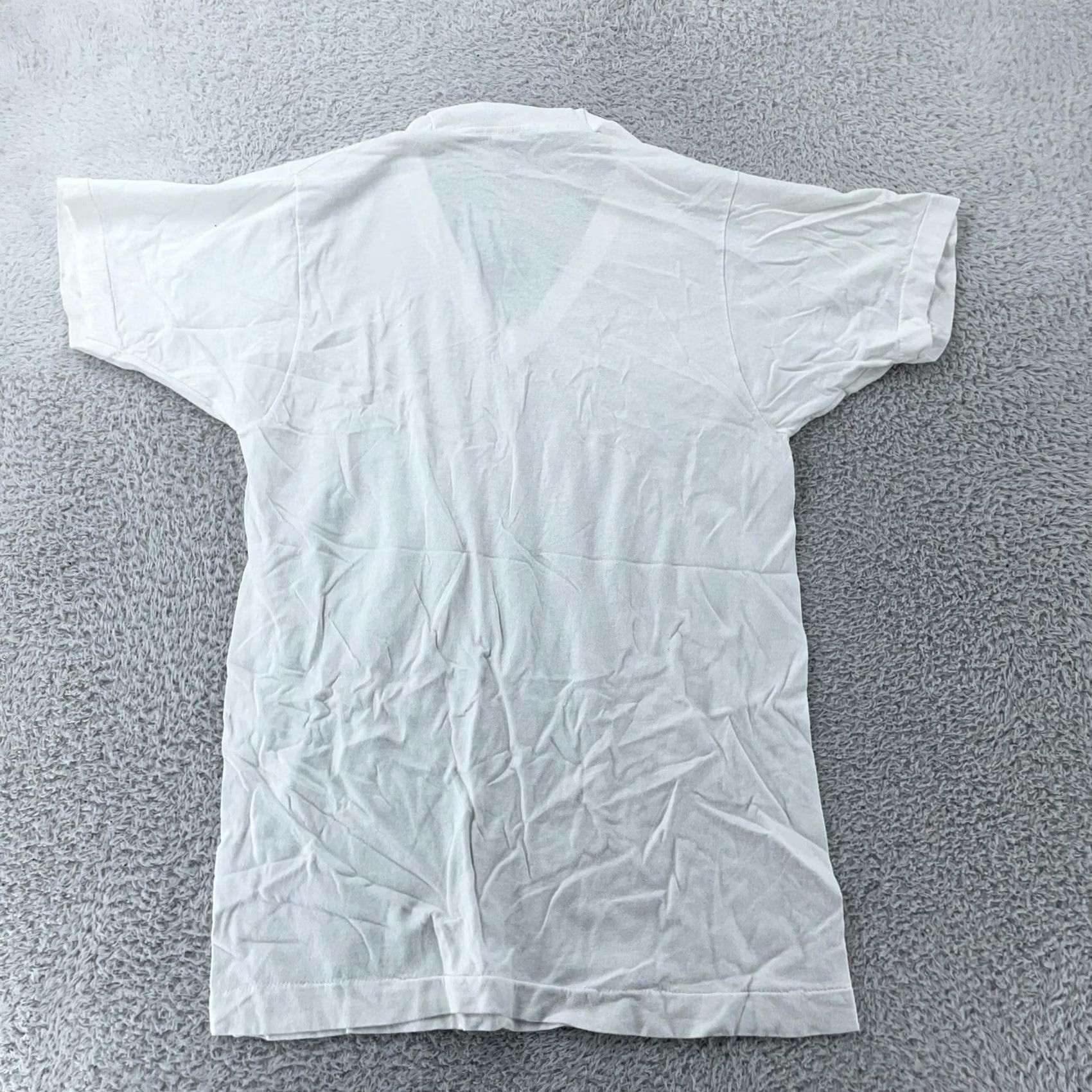 Fruit Of The Loom VINTAGE Fruit of the Loom Shirt Mens XS T-Shirt V-Neck White Short Sleeve Cotton Made USA 80s Mens Size US XS / EU 42 / 0 - 4 Thumbnail