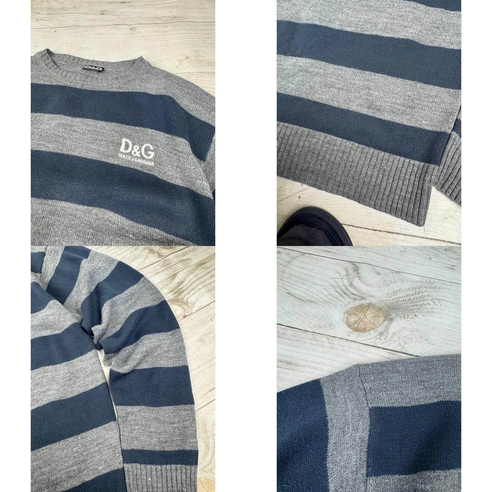 Dolce & Gabbana VINTAGE Dolce&Gabbana Logo Knit Sweater Striped Wool Men M Blue - Regular Fit Pullover, Wool, Knit, Long Sleeve, Classic Casual Winter Fall Spring Size US M / EU 48-50 / 2 - 8 Thumbnail