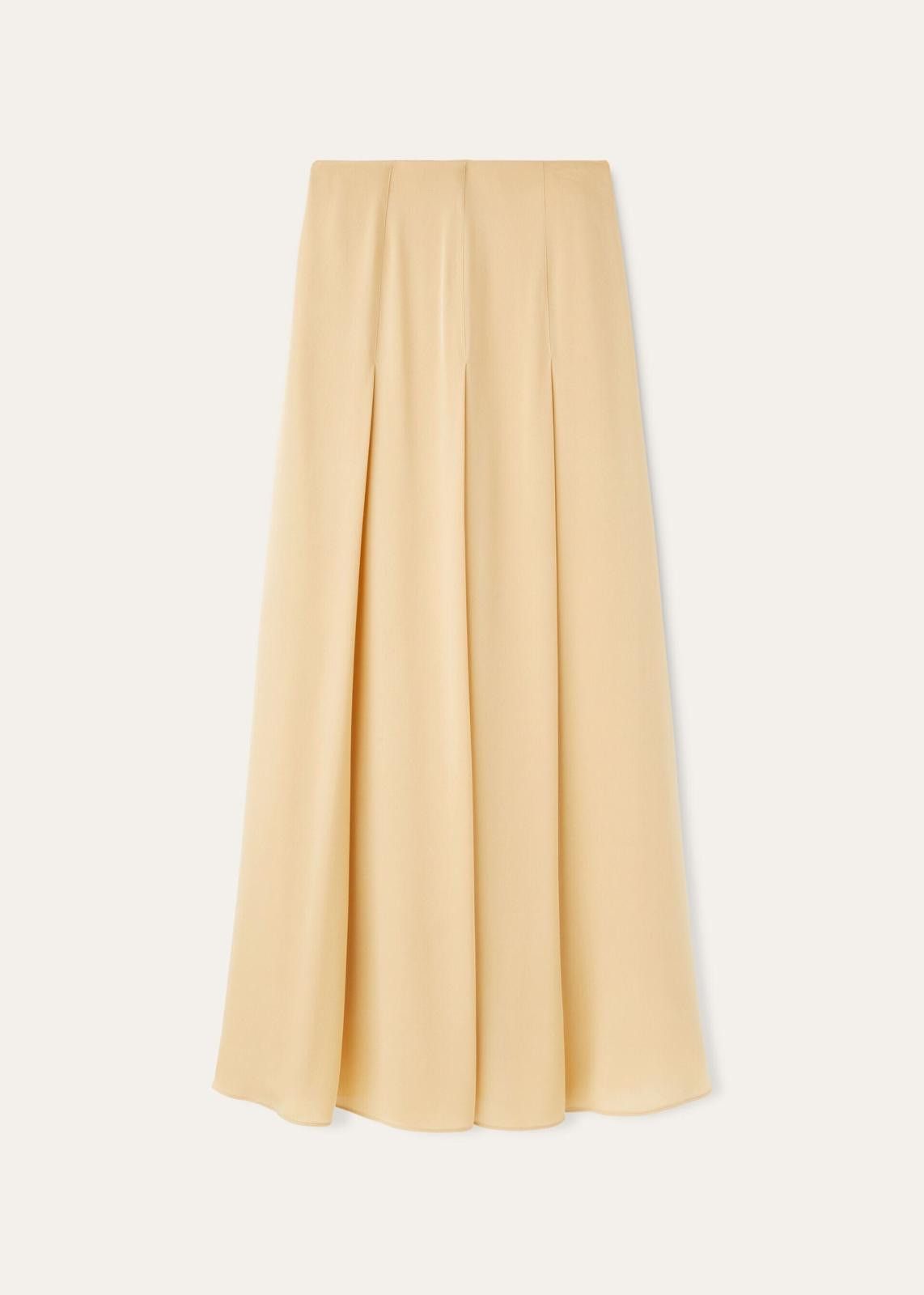 Loro Piana o1srvl11e0225 FAN8316 Linda Charmeuse Silk Skirt in Beige Size 30" / US 8 / IT 44 - 2 Thumbnail
