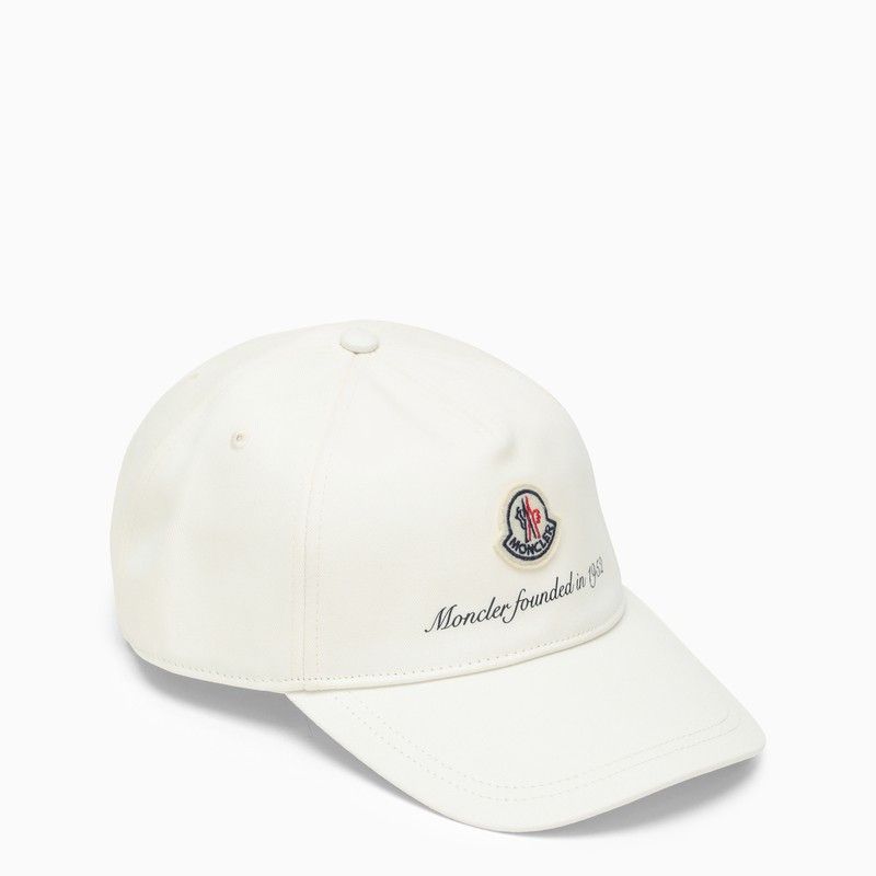 image of Moncler White Baseball Cap With Logo, Men's
