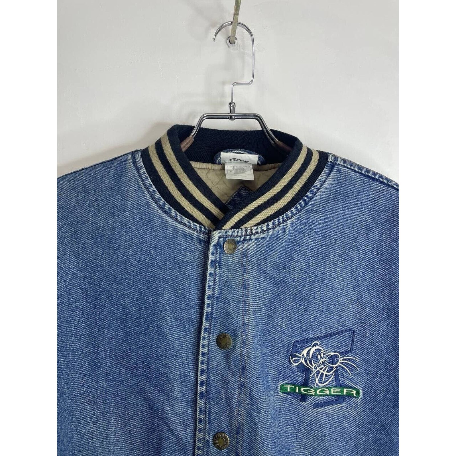 Disney × Vintage Vintage Disney Tigger Denim Varsity Jacket S Walt Disney Size US S / EU 44-46 / 1 - 2 Thumbnail
