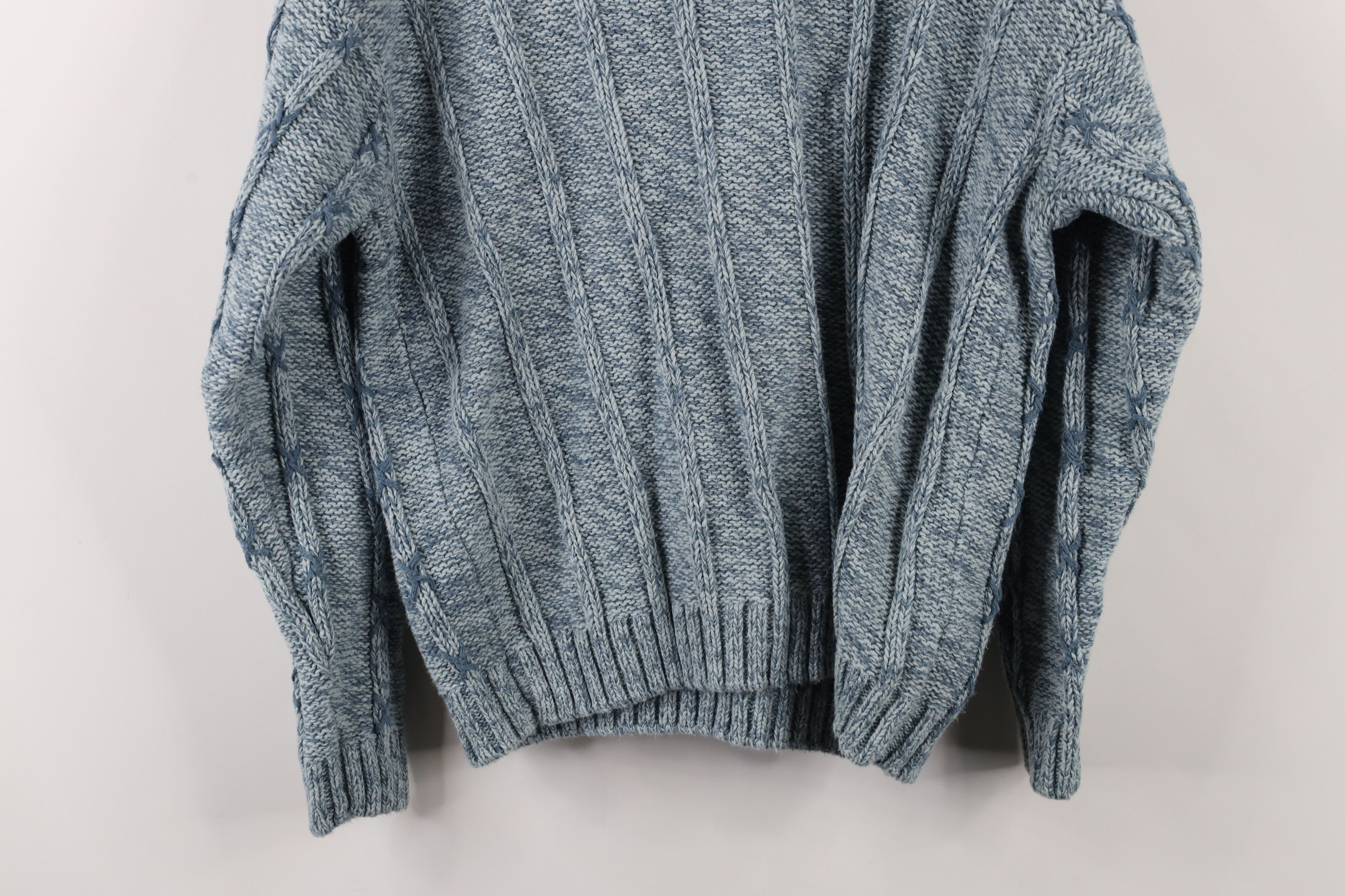 Vintage Vintage 90s Streetwear Dapper Chunky Cable Knit Sweater Blue Size L / US 10 / IT 46 - 8 Thumbnail