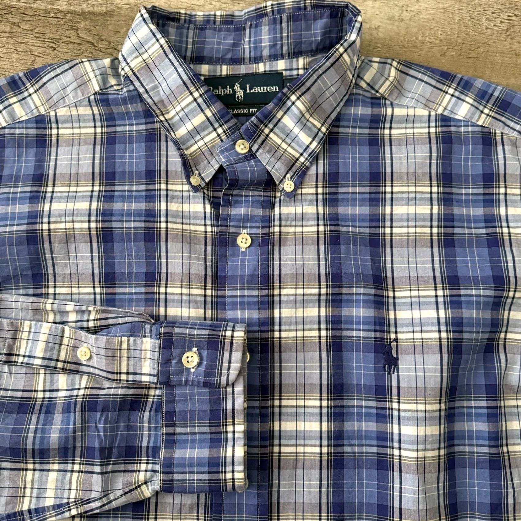Ralph Lauren Ralph Lauren Shirt Mens XXL Long Sleeve Blue Plaid 100% Cotton Classic Fit Button-Up Shirt Size US XXL / EU 58 / 5 - 6 Thumbnail