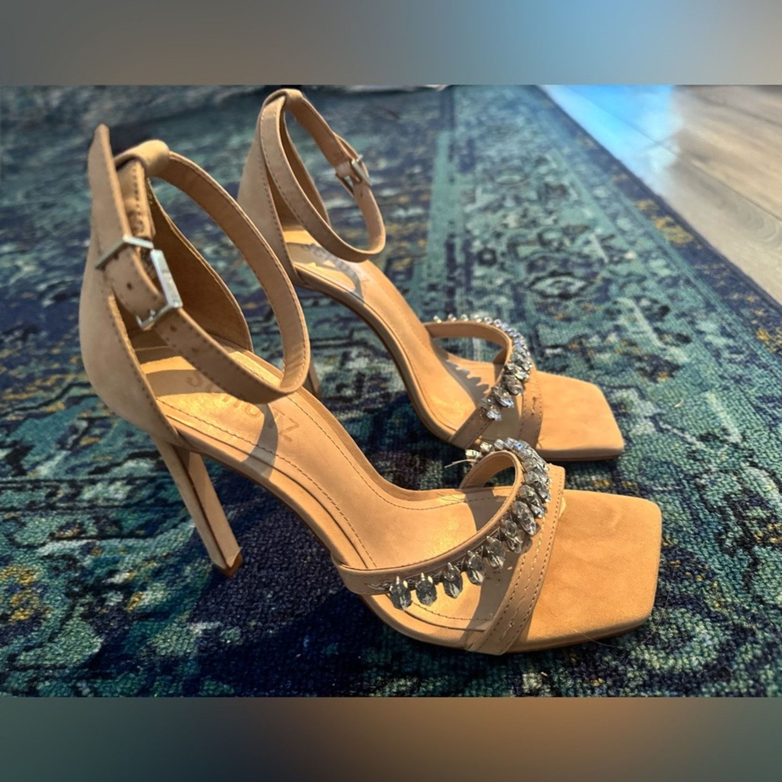 SCHUTZ Schutz $200 Crystal Embellished Leather Sandal Heels size 7 Size US 7 / IT 37 - 1 Thumbnail
