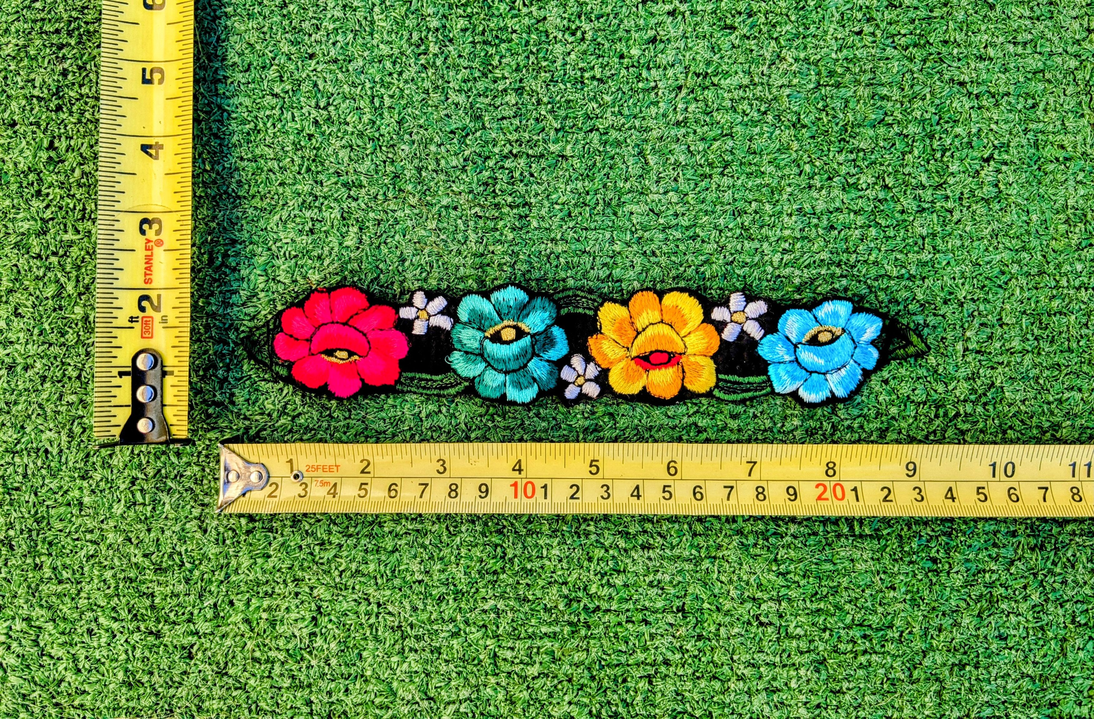 Vintage Vintage Floral Embroidered Sewn Boho Elastic Headband OSFM Size ONE SIZE - 3 Thumbnail