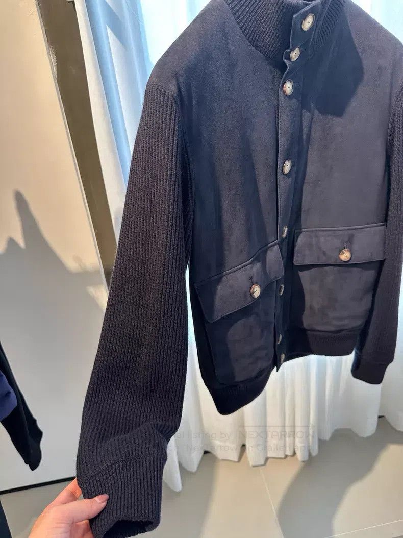 Brunello Cucinelli Brunello Cucinelli Men's notched collar button leather jac Size US XS / EU 42 / 0 - 4 Thumbnail