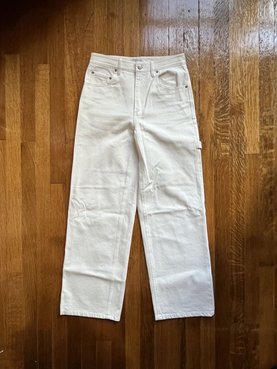 image of Tibi Twill Slouchy Carpenter Jean in Off White, Women's (Size 24)