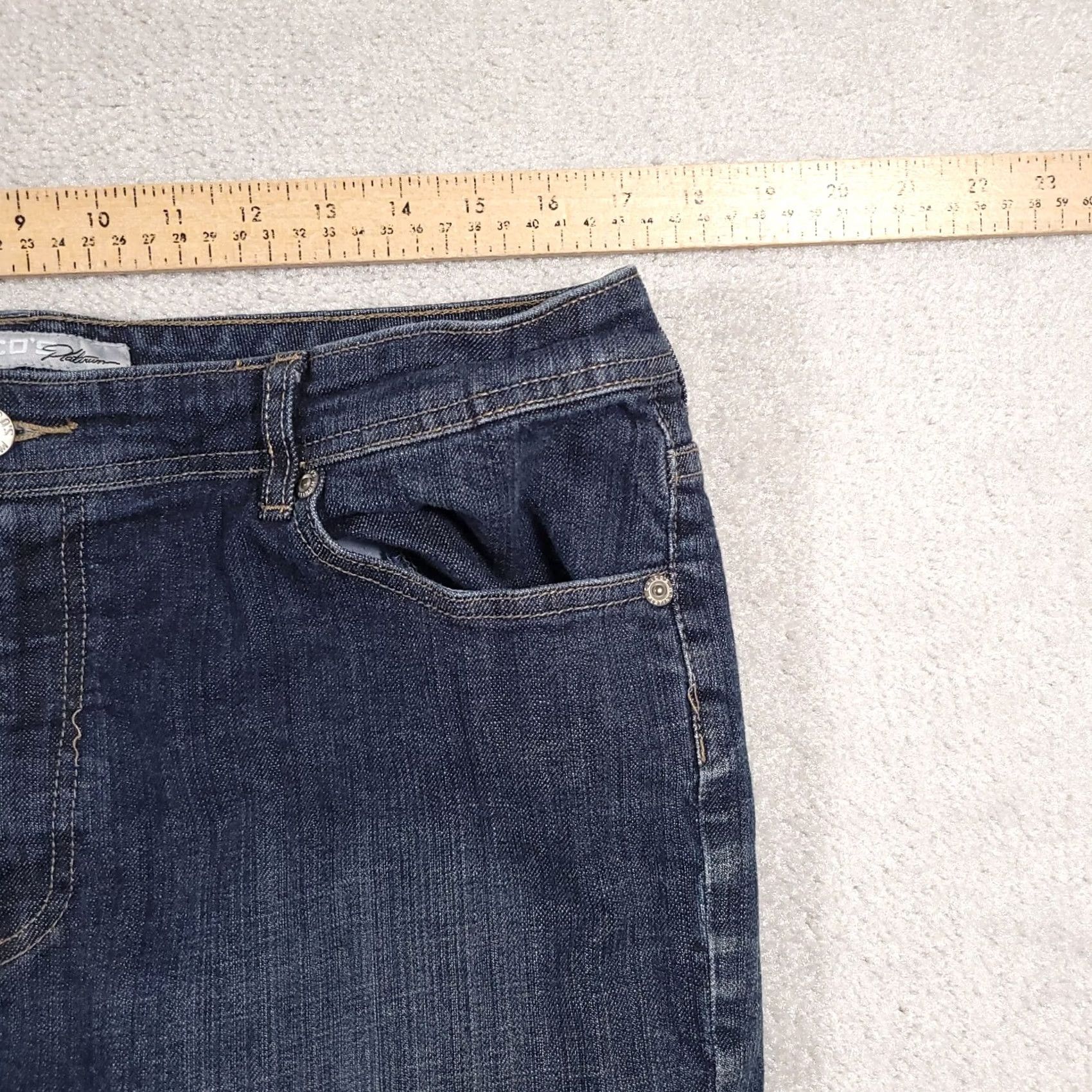 Vintage Chico'S Platinum Jeans Womens 2 US Large 14 Mid-Rise Denim 34X27 Straight Leg - Vintage - Blue Size 24" / US 00 / IT 34 - 7 Thumbnail