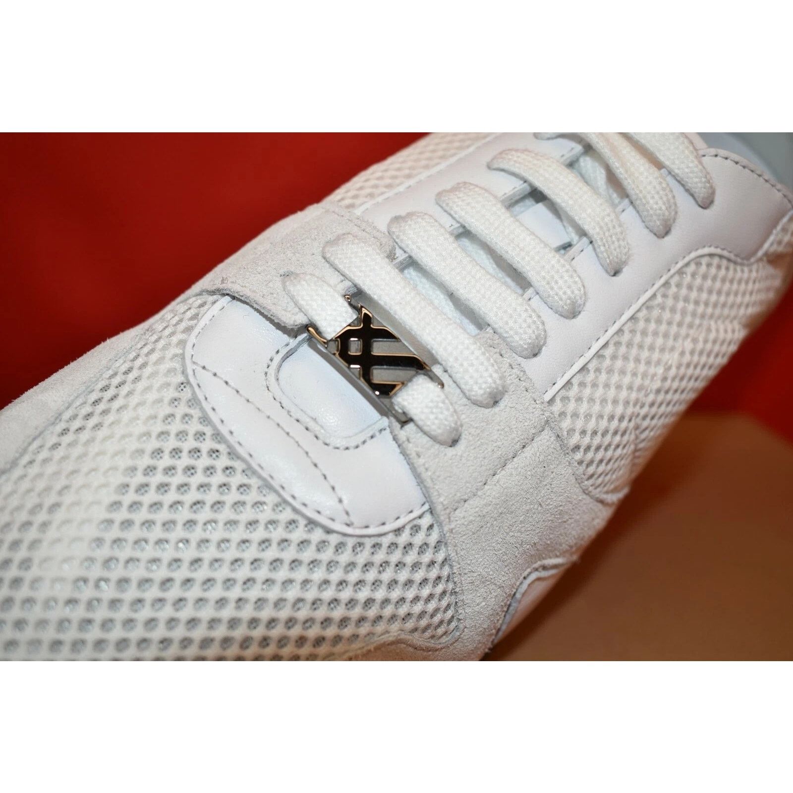 Burberry BURBERRY THE FIELD WHITE MESH SUEDE LOGO SNEAKERS 44.5 ITAL Size US 11.5 / EU 44-45 - 3 Thumbnail