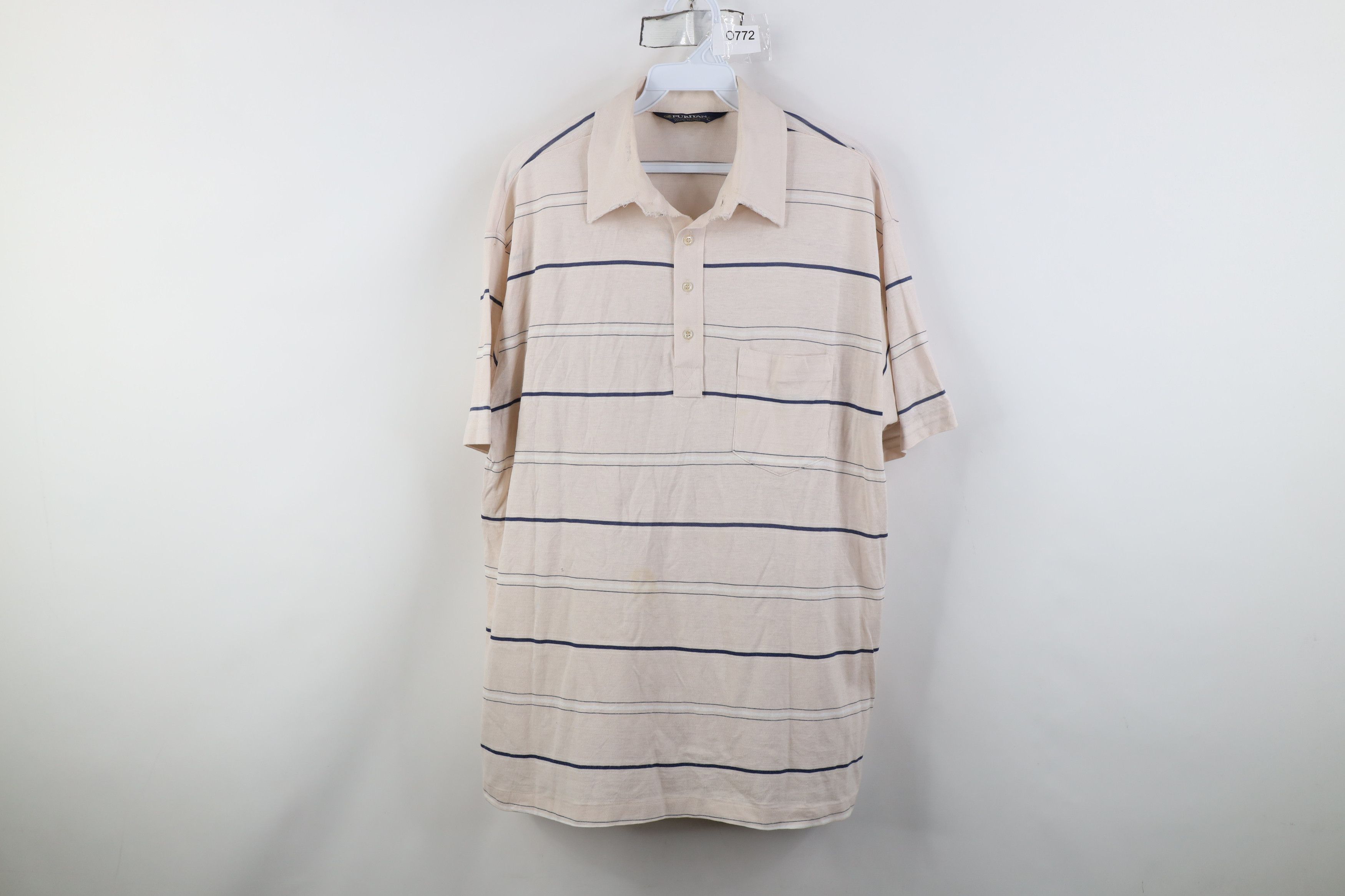 Vintage Vintage 70s Streetwear Striped Knit Collared Golf Polo Shirt Size US L / EU 52-54 / 3 - 1 Thumbnail