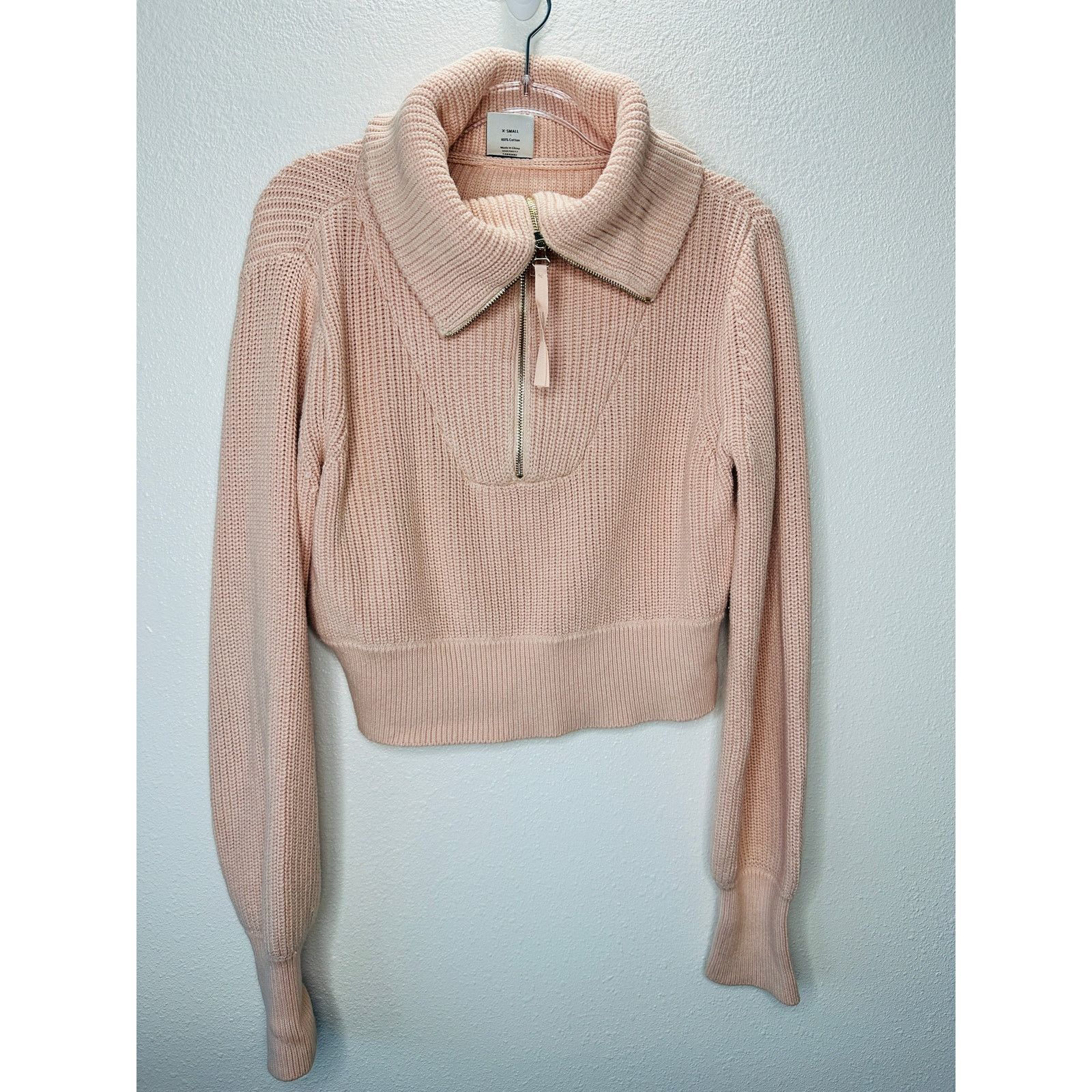 Varley Varley Pink Mentone Half Zip Wide Collar Shaker Sweater XS Size XS / US 0-2 / IT 36-38 - 2 Thumbnail