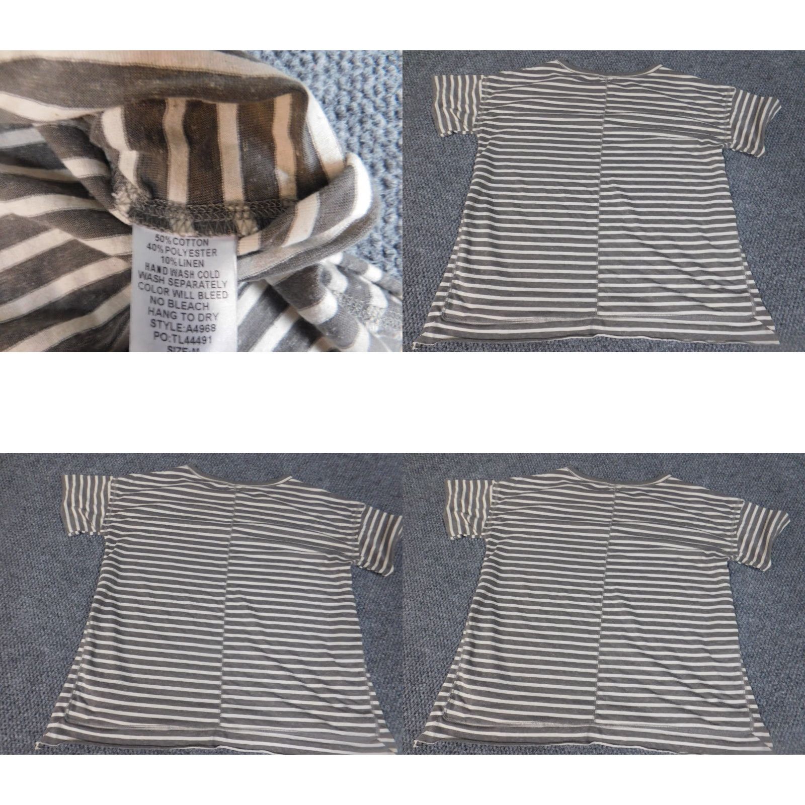 Vintage Umgee Womens Shirt Medium Gray pullover stretch striped top casual Size M / US 6-8 / IT 42-44 - 8 Thumbnail