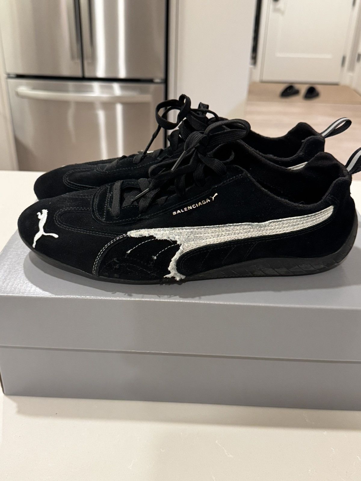 Size 10.5 - Balenciaga x Speedcat Suede Black White
