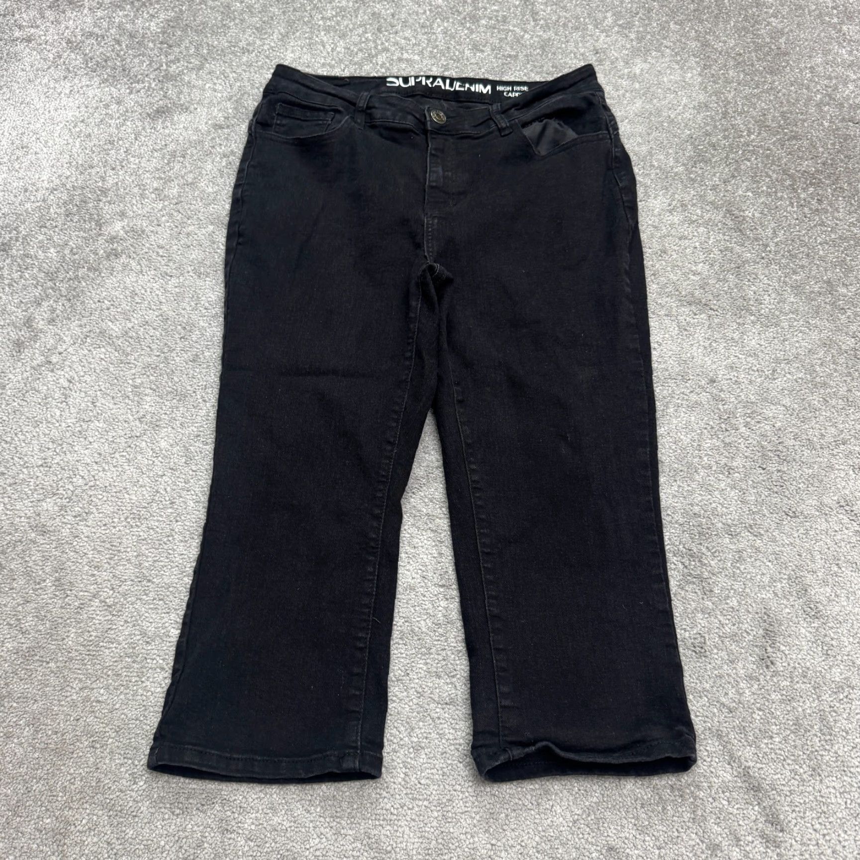 Supra SUPRA Denim High Rise Capri Jeans Womens 14 Black 32x20 Stretch Casual 5-Pocket Size 36" / US 14 / IT 50 - 2 Thumbnail