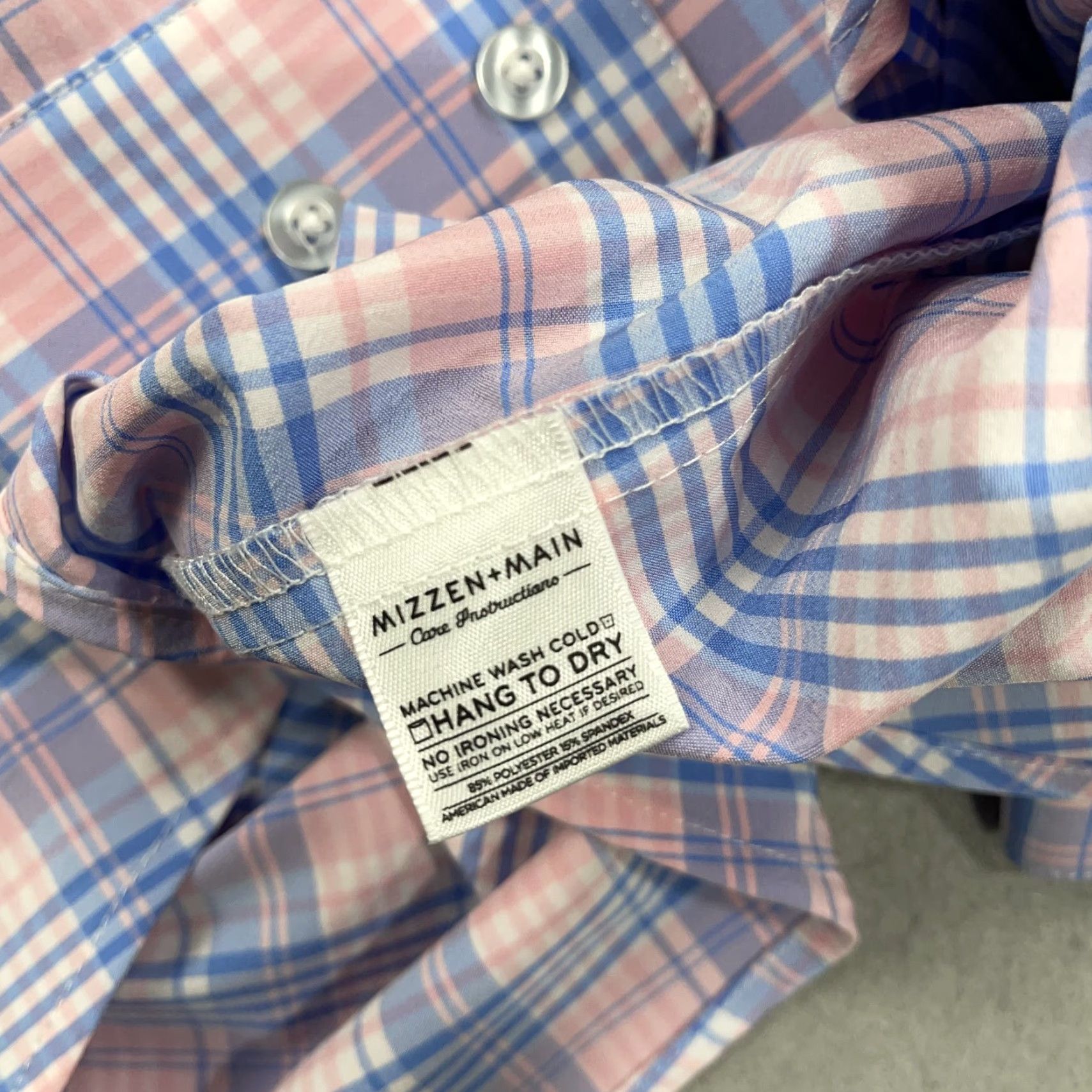 Mizzen+Main Mizzen+Main Shirt Mens M Pink Check Stretch Trim Fit Casual Button-Up Long Sleeve Casual Mens Boardroom Preppy Size US M / EU 48-50 / 2 - 5 Thumbnail