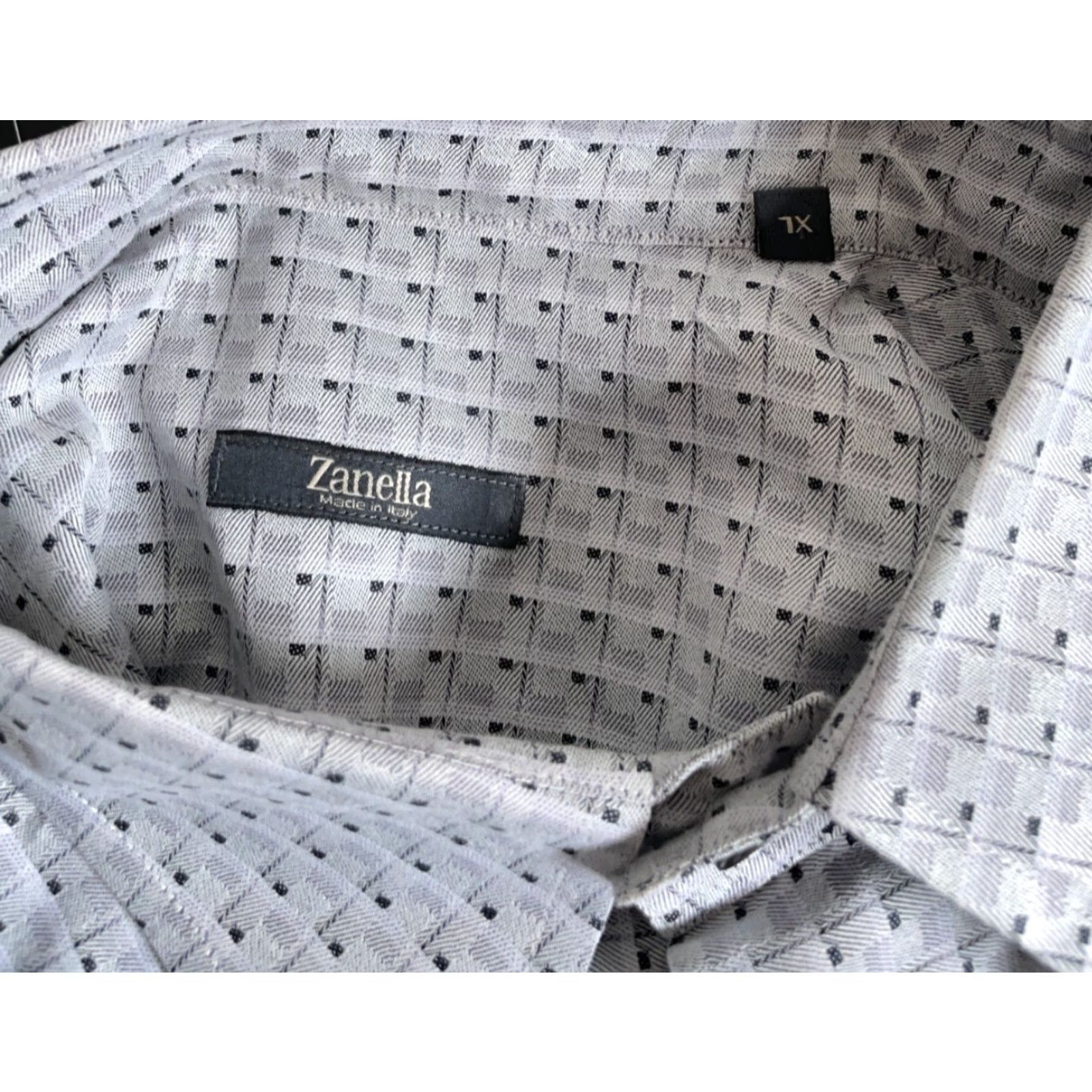 Zanella VINTAGE Zanella Men's Shirt Long Sleeve Cotton Geometric Pattern Collared XL Gray Italy Fall Winter Size US XL / EU 56 / 4 - 4 Thumbnail