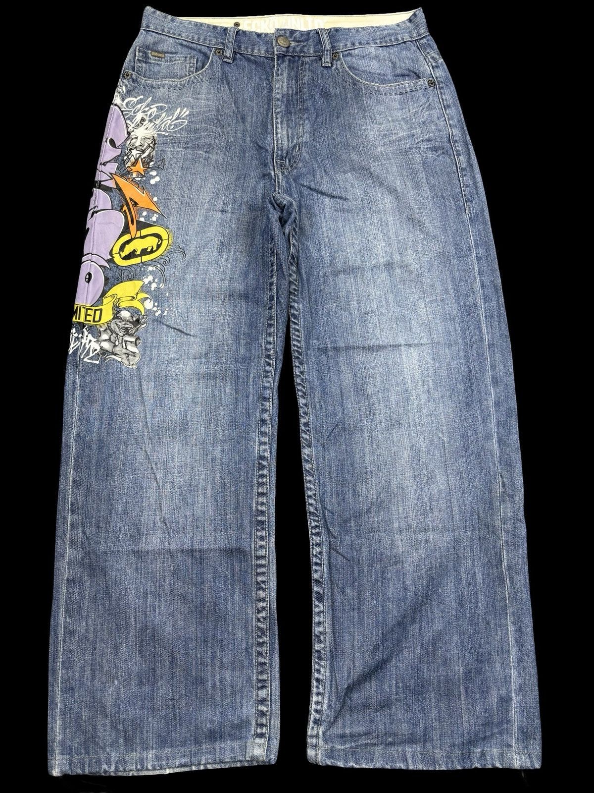 Ecko Unltd. 💥Baggy💥Ecko Spell Out Rapper Denim F834 Size US 33 - 2 Thumbnail