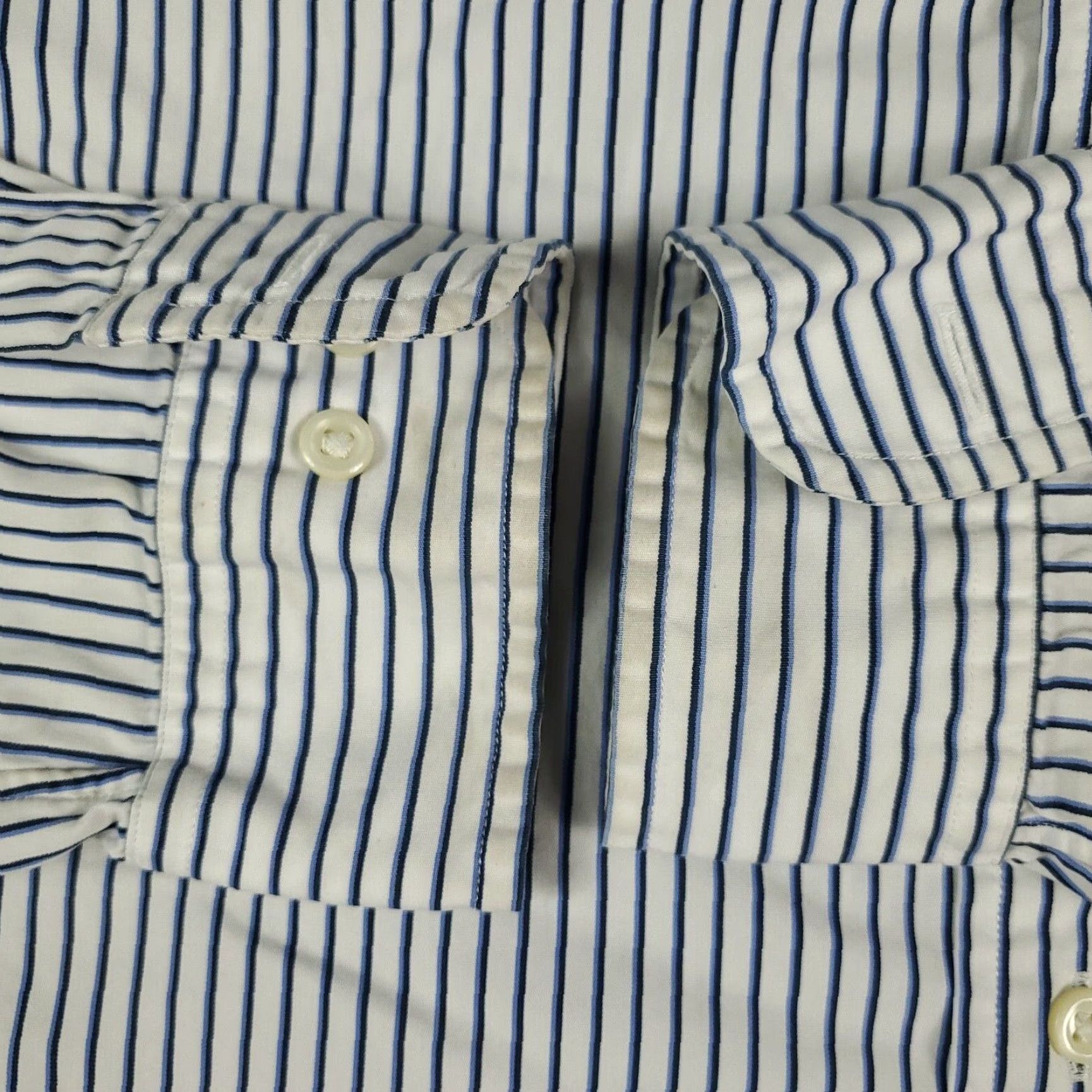 Ralph Lauren VINTAGE Ralph Lauren Dress Shirt Mens 15.5 Long Sleeve Blue White Striped Button-Down Business Casual Formal Size 40R - 3 Thumbnail