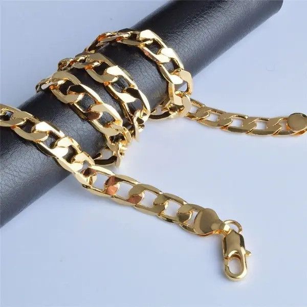 Jewelry Cuban Link Gold Plated 18k Chain Necklace 18 Inch Choker Size ONE SIZE - 1 Thumbnail