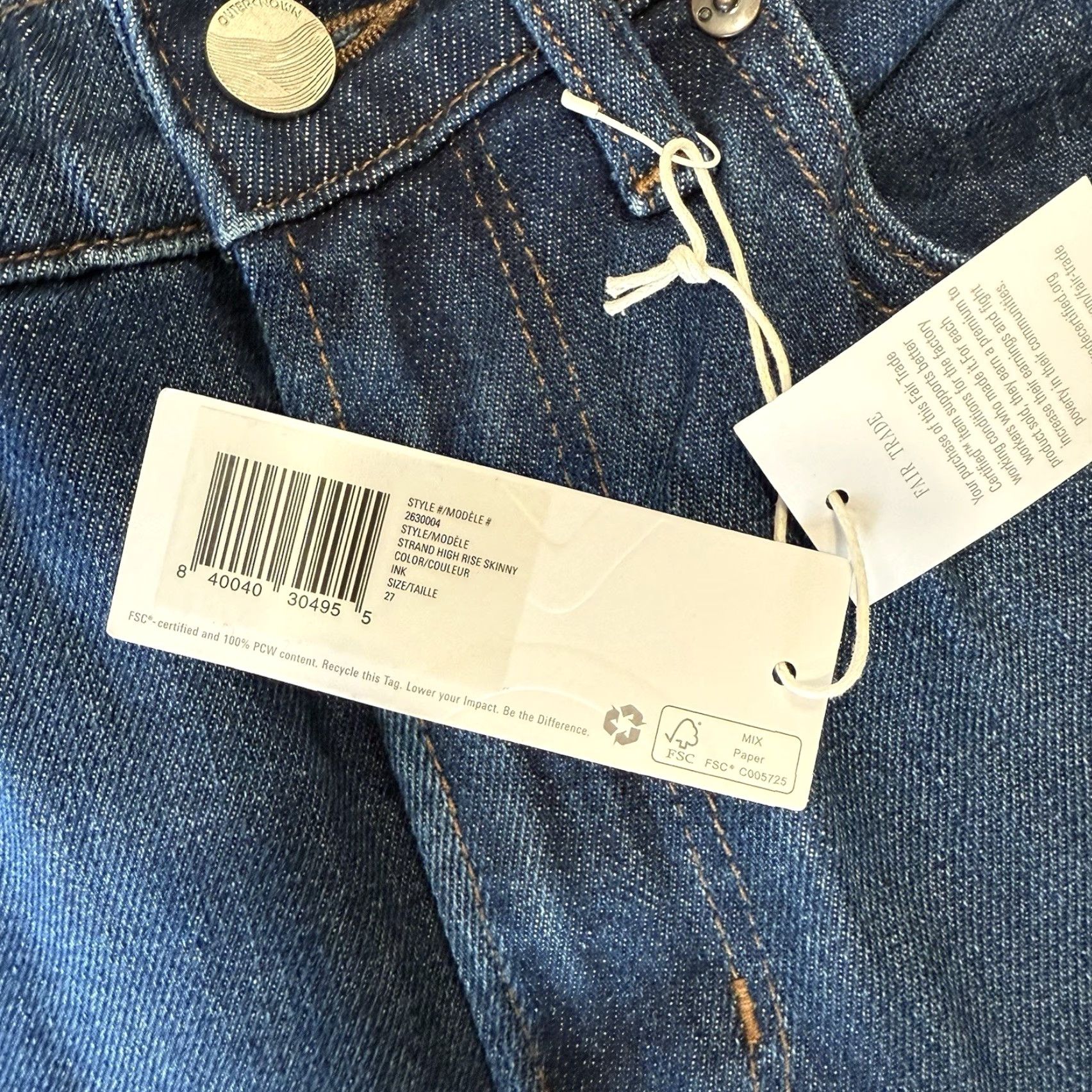 Outerknown Outerknown Strand High Rise Skinny Jeans Women's 26 Blue Boho Party NWT New York NWT Size 26" / US 2 / IT 38 - 6 Thumbnail