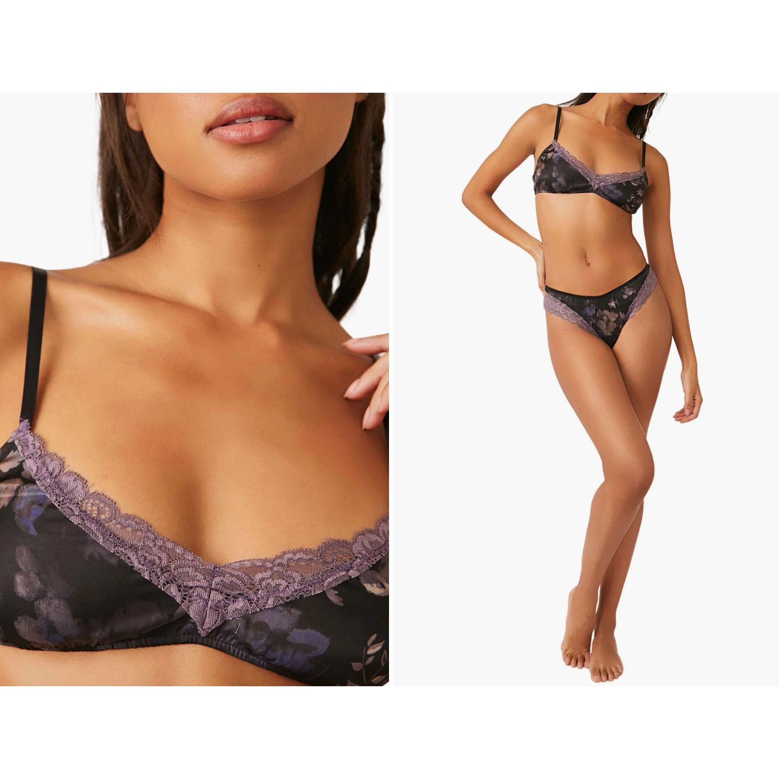 Free People NWT Intimately by Free People Silky Floral Lacey Bralette Size ONE SIZE - 2 Thumbnail