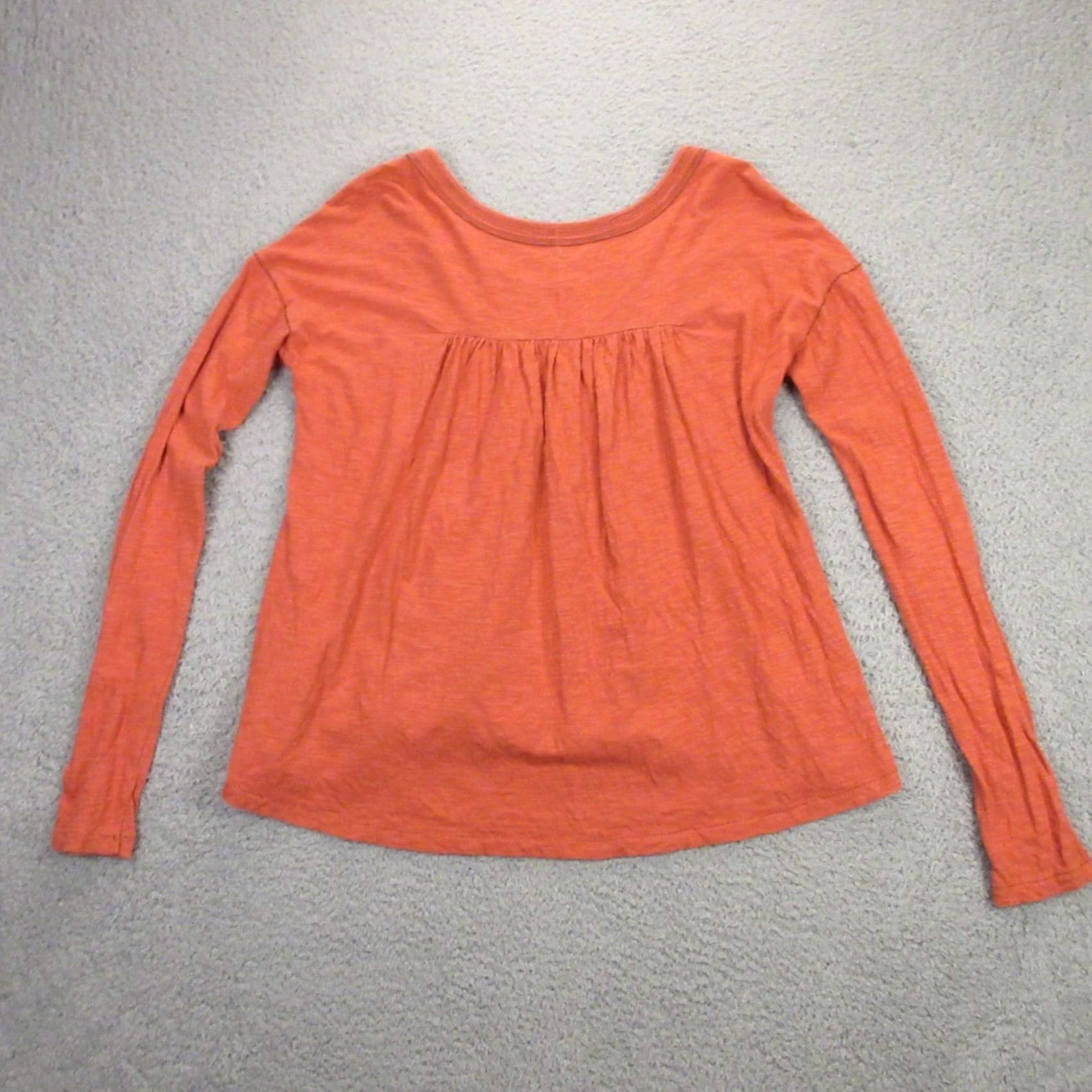 Vintage We the Free We the Free Womens Slub cotton Shirt Top P Ruffle Long Sleeve Orange Blouse Shirts Winter Spring Summer Fall Womens Size S / US 4 / IT 40 - 3 Thumbnail