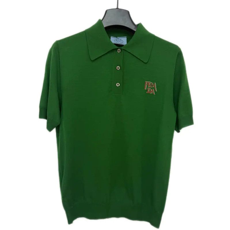 Prada Prada Green Wool Logo Short Sleeve Knit Top Size M / US 6-8 / IT 42-44 - 1 Thumbnail